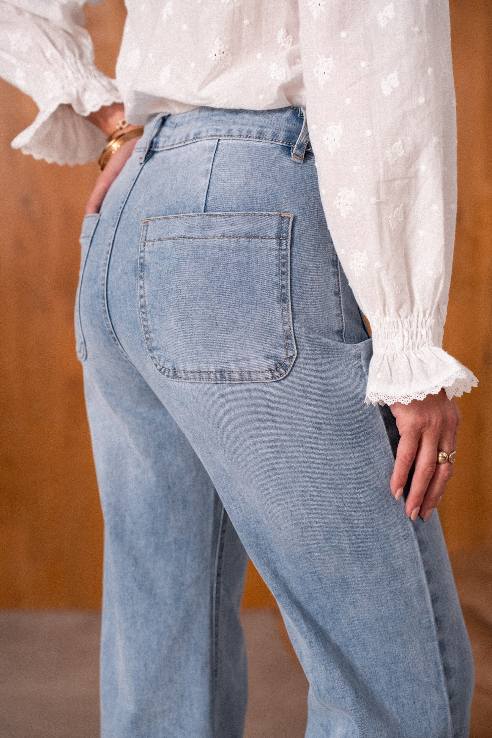 Maison Onado Filina jean wide leg flare bleu