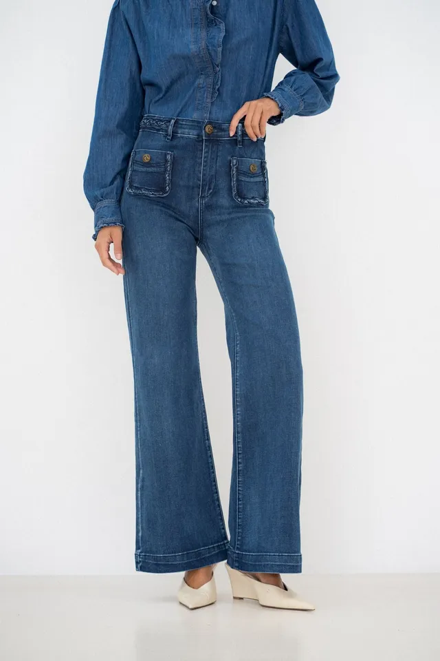 Maison Onado Faustine jean wide bleu délavé taille haute