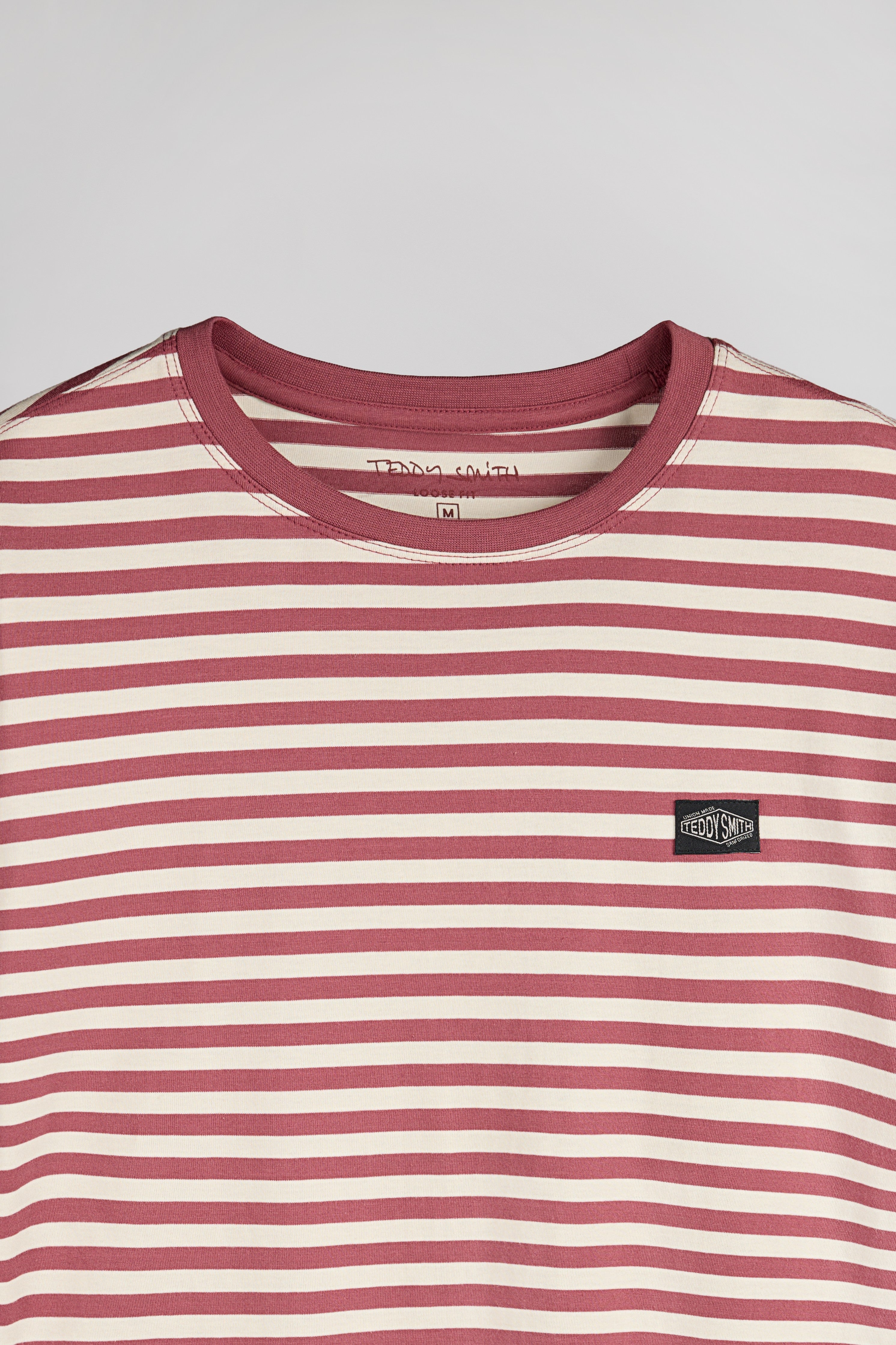 Teddy Smith T-Stry T-Shirt Framboise Foncé Rayé Ample
