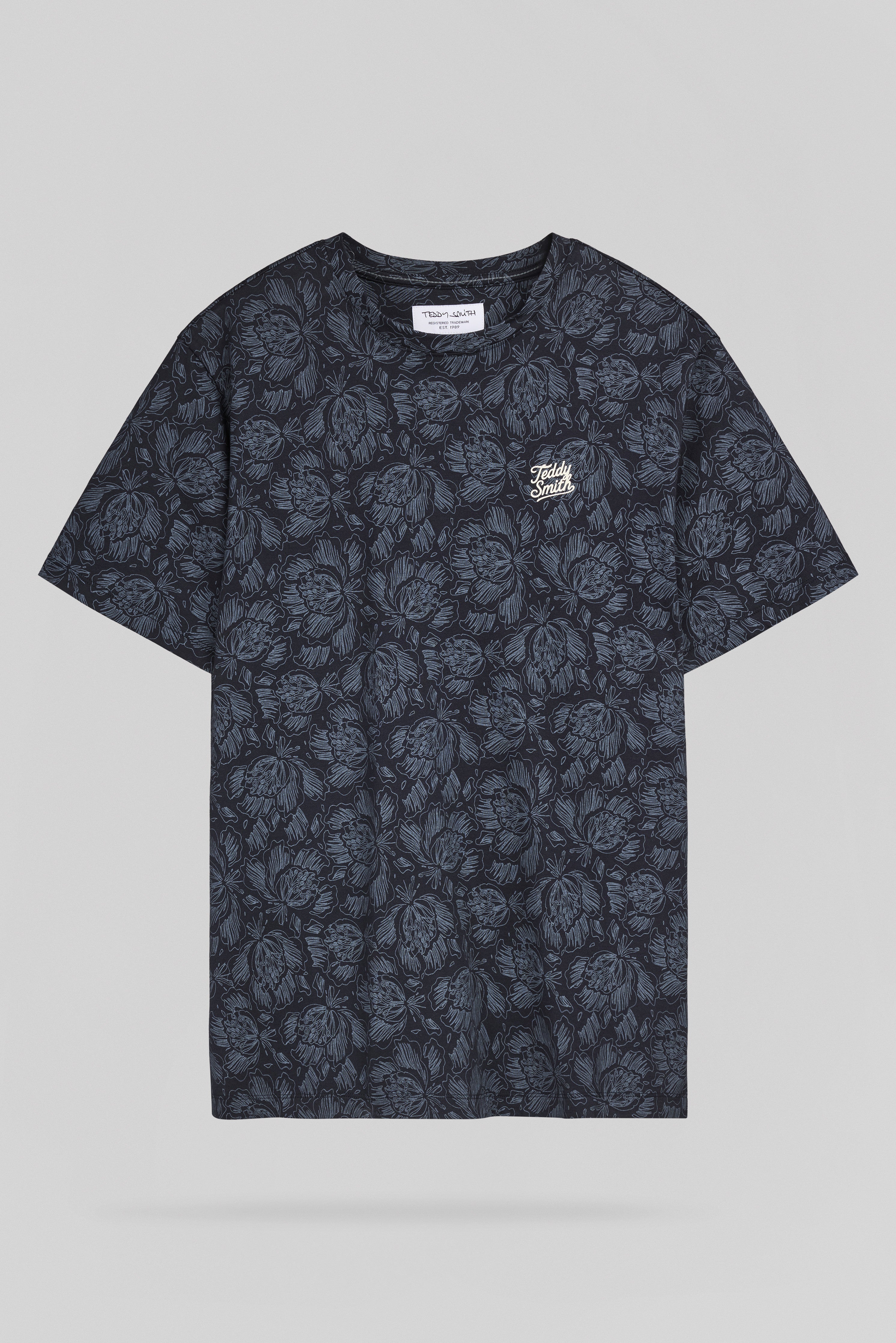 Teddy Smith T-Areski MC t-shirt Dark Navy floral coton