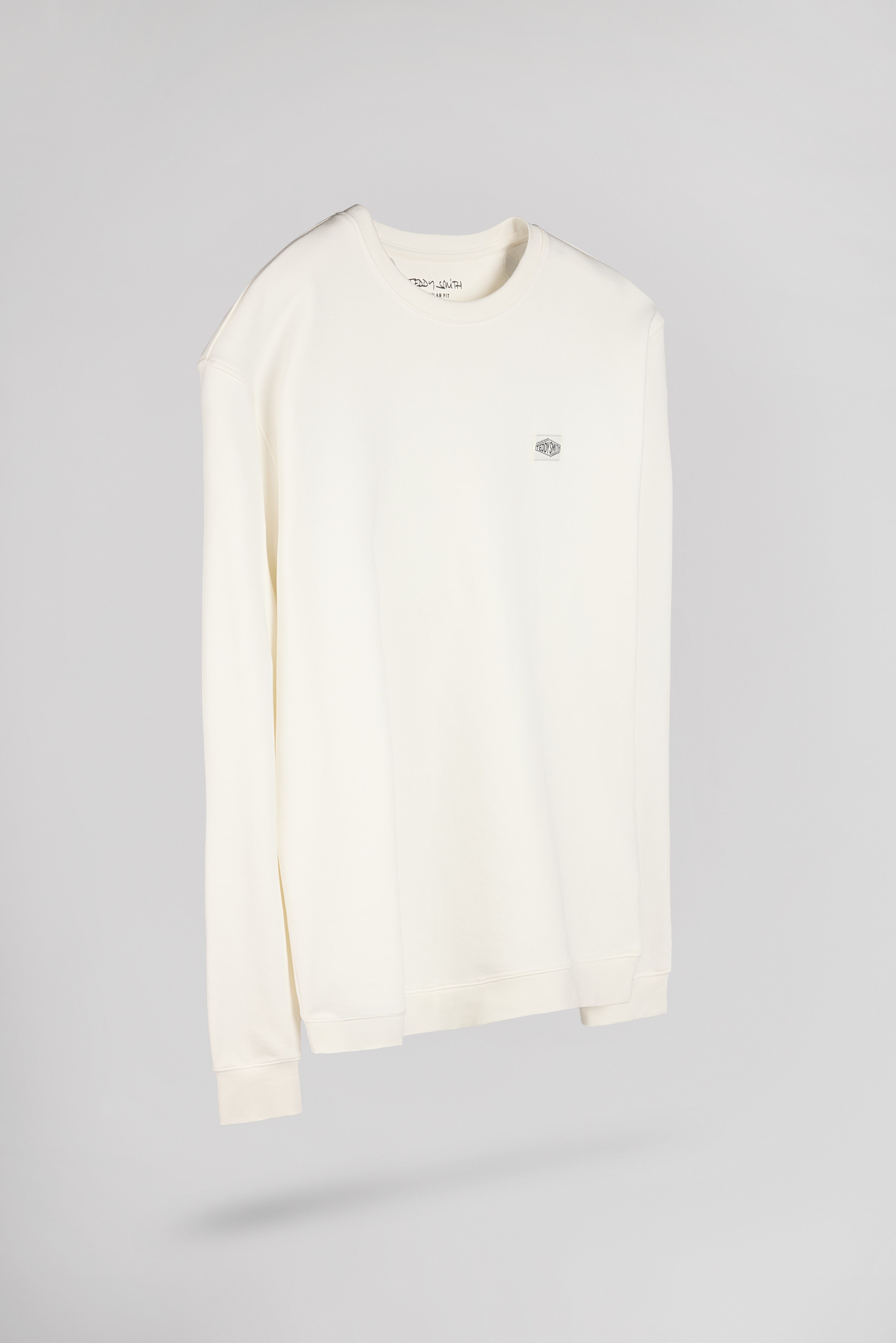 Teddy Smith S-Dylan RC sweat col rond blanc cassé coton