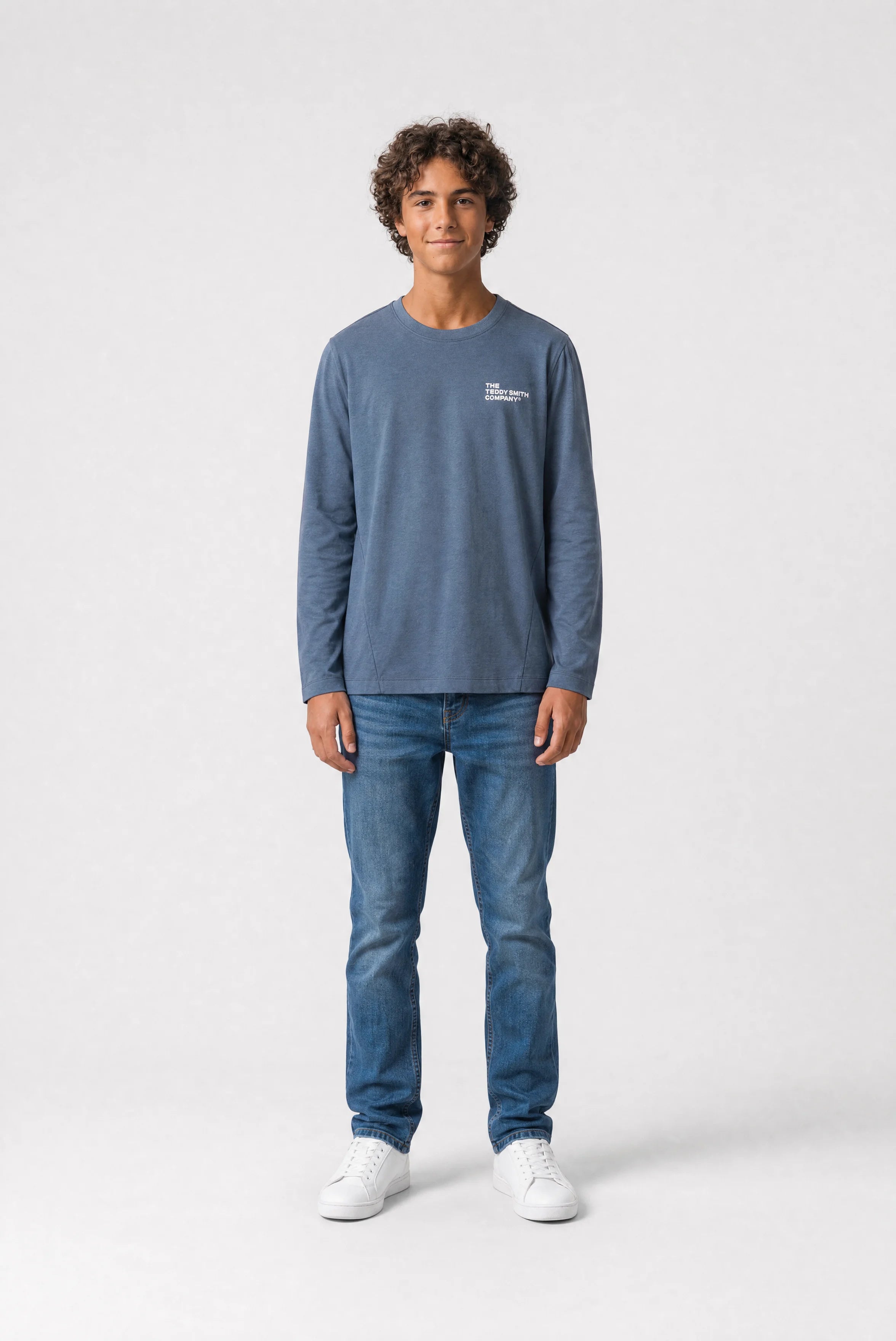 Teddy Smith T-Company ML JR t-shirt garçon gris météore