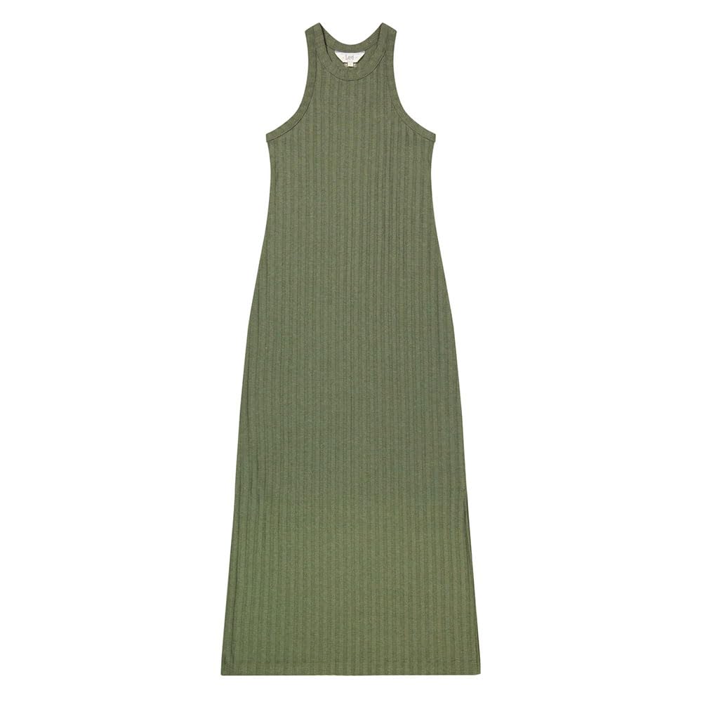 Lee Rib Tank Dress robe slim olive chiné coton