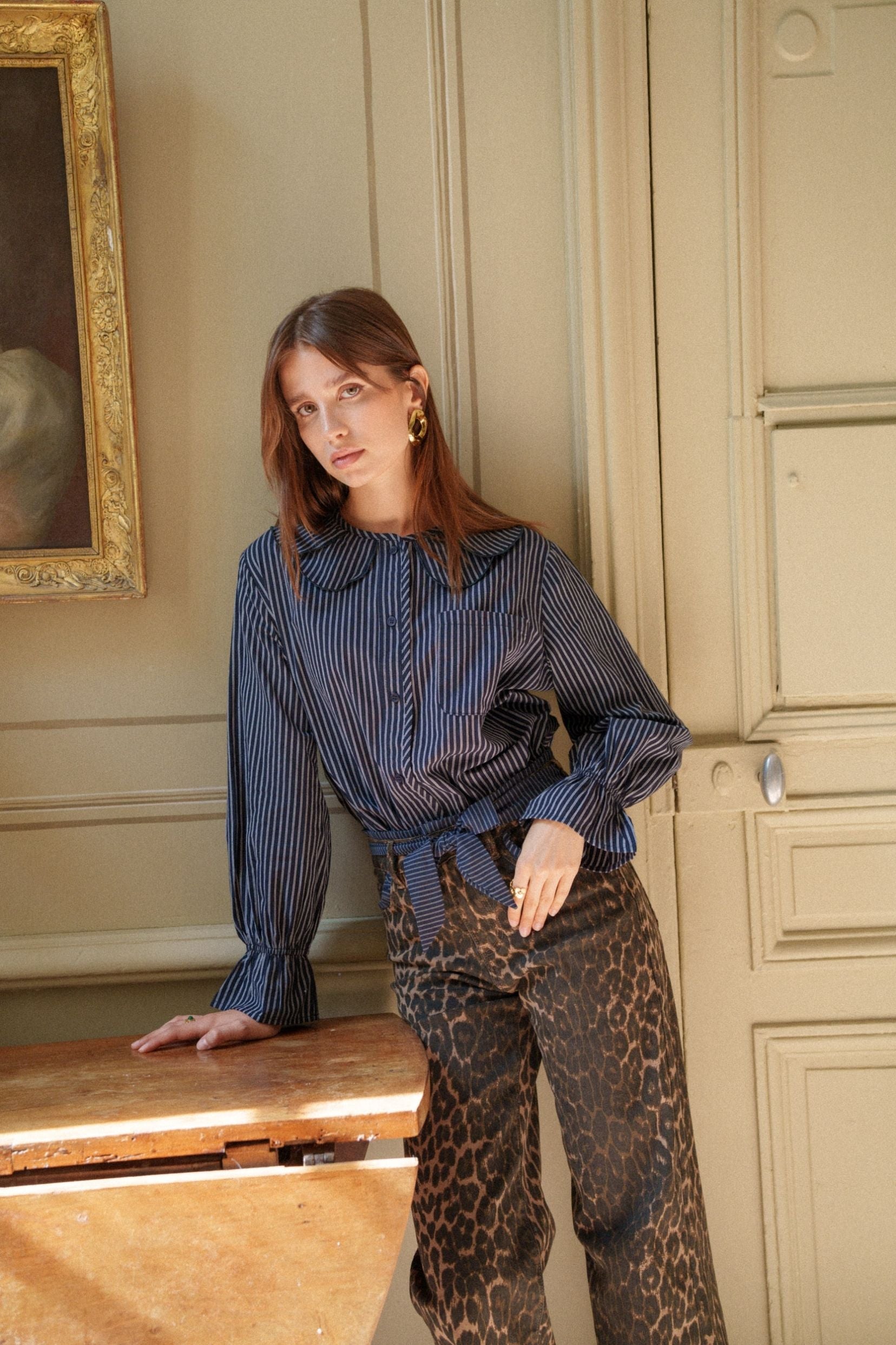 Maison Onado Lorette chemise rayures col Claudine coton