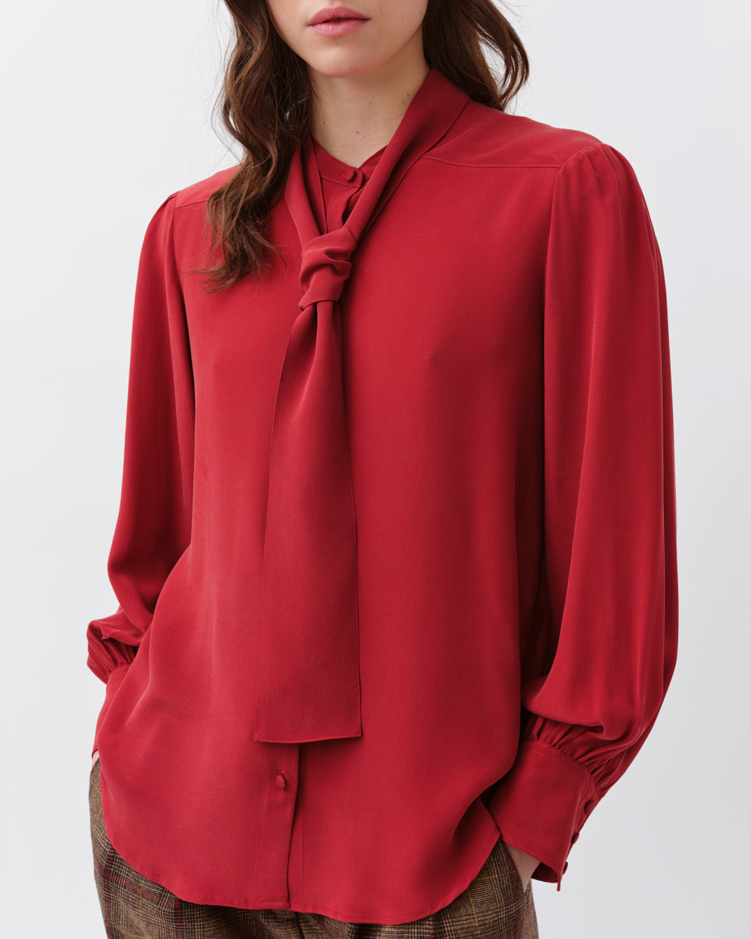 DIEGA COLZA chemise soie rouge