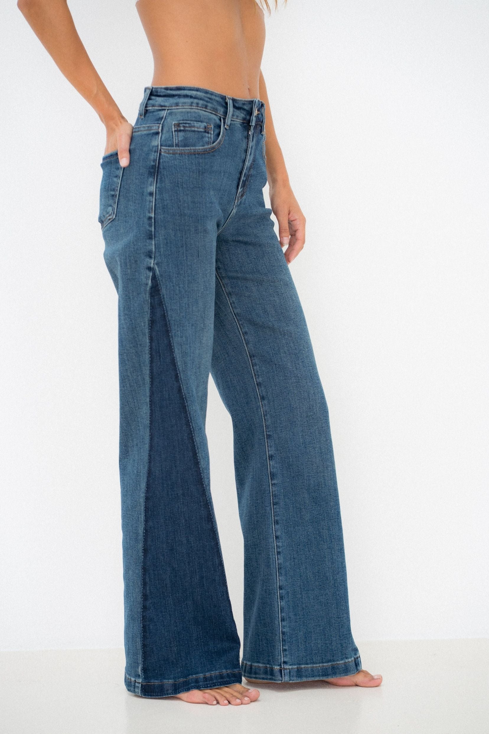 Maison Onado Samuel jean flare bleu délavé stretch