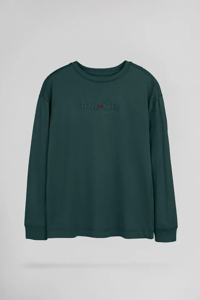 Teddy Smith T-Jim ML Jr T-shirt Vert Pin Garçon Coton