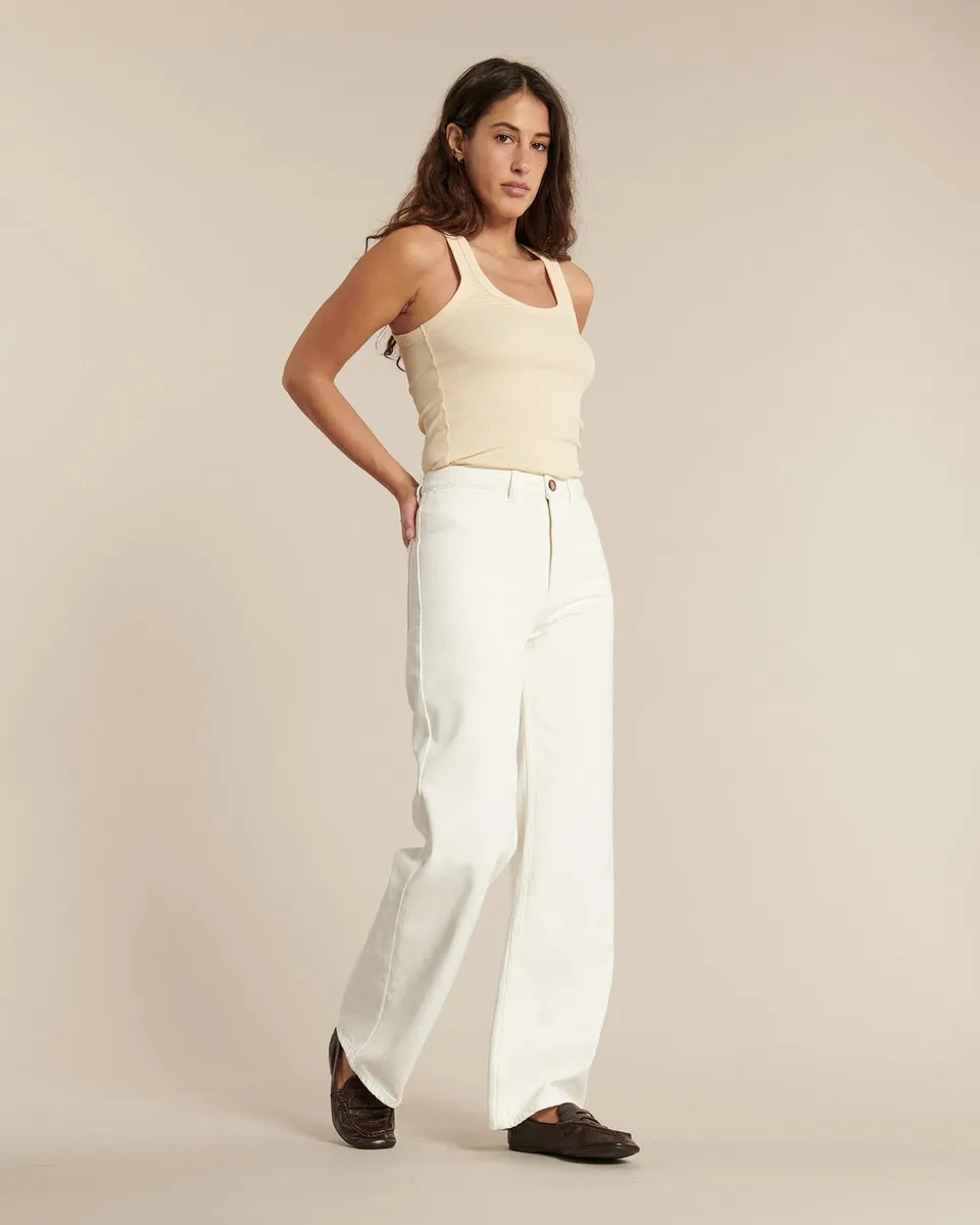 Labdip Swann White jean large taille haute blanc