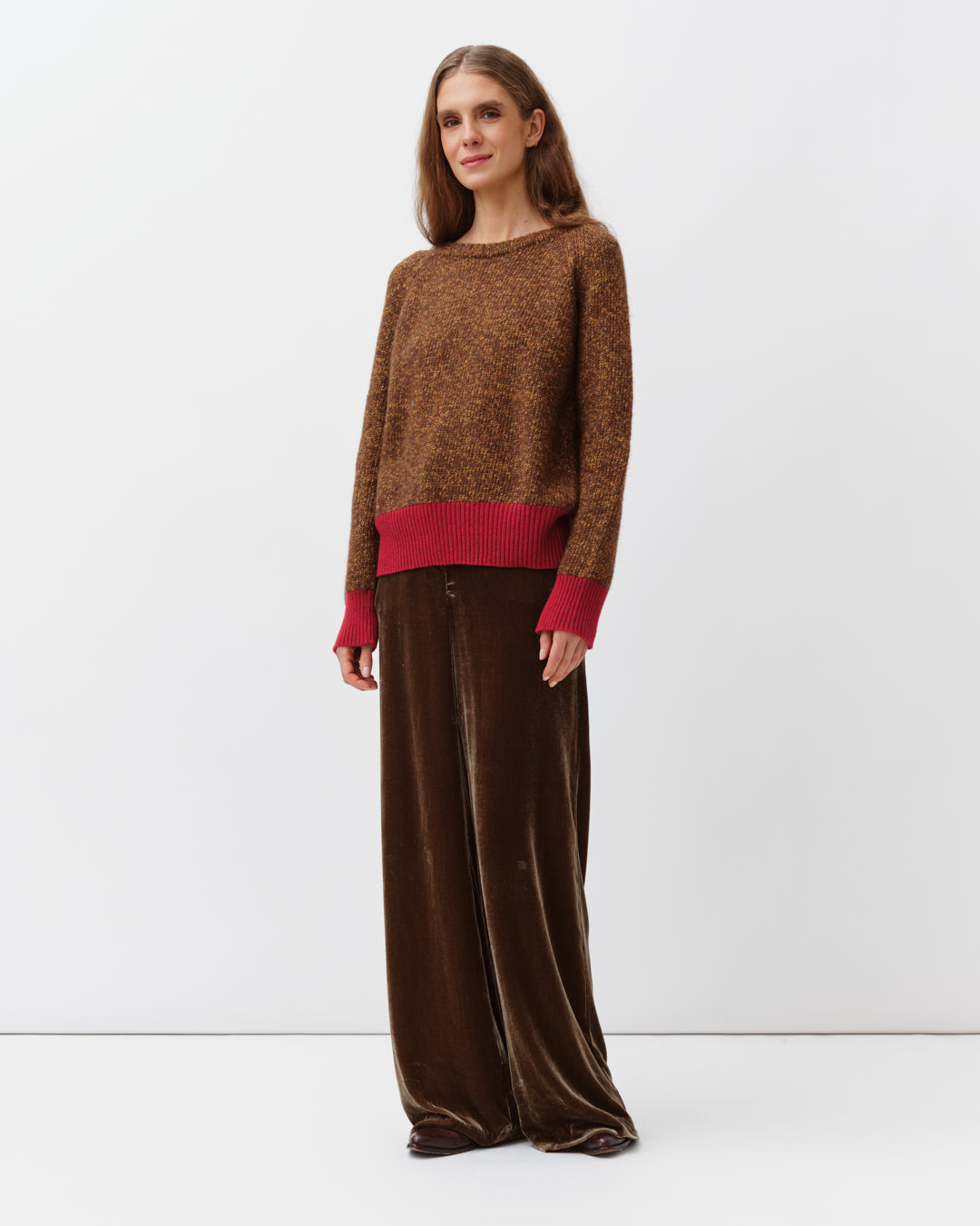 DIEGA PUMANJO pull maille camel rouge