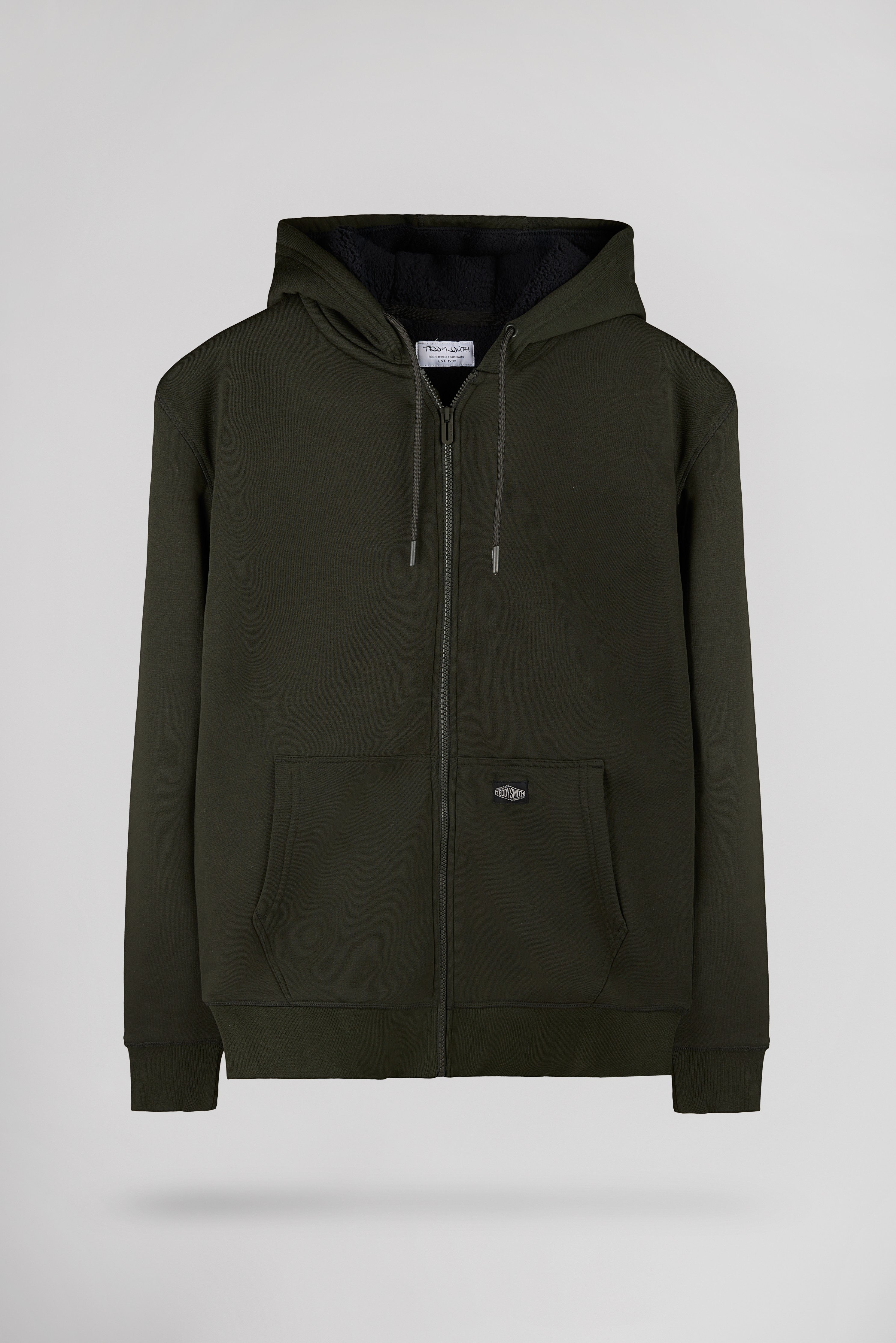 Teddy Smith G-Ony Hoody Zip gilet kaki sherpa homme