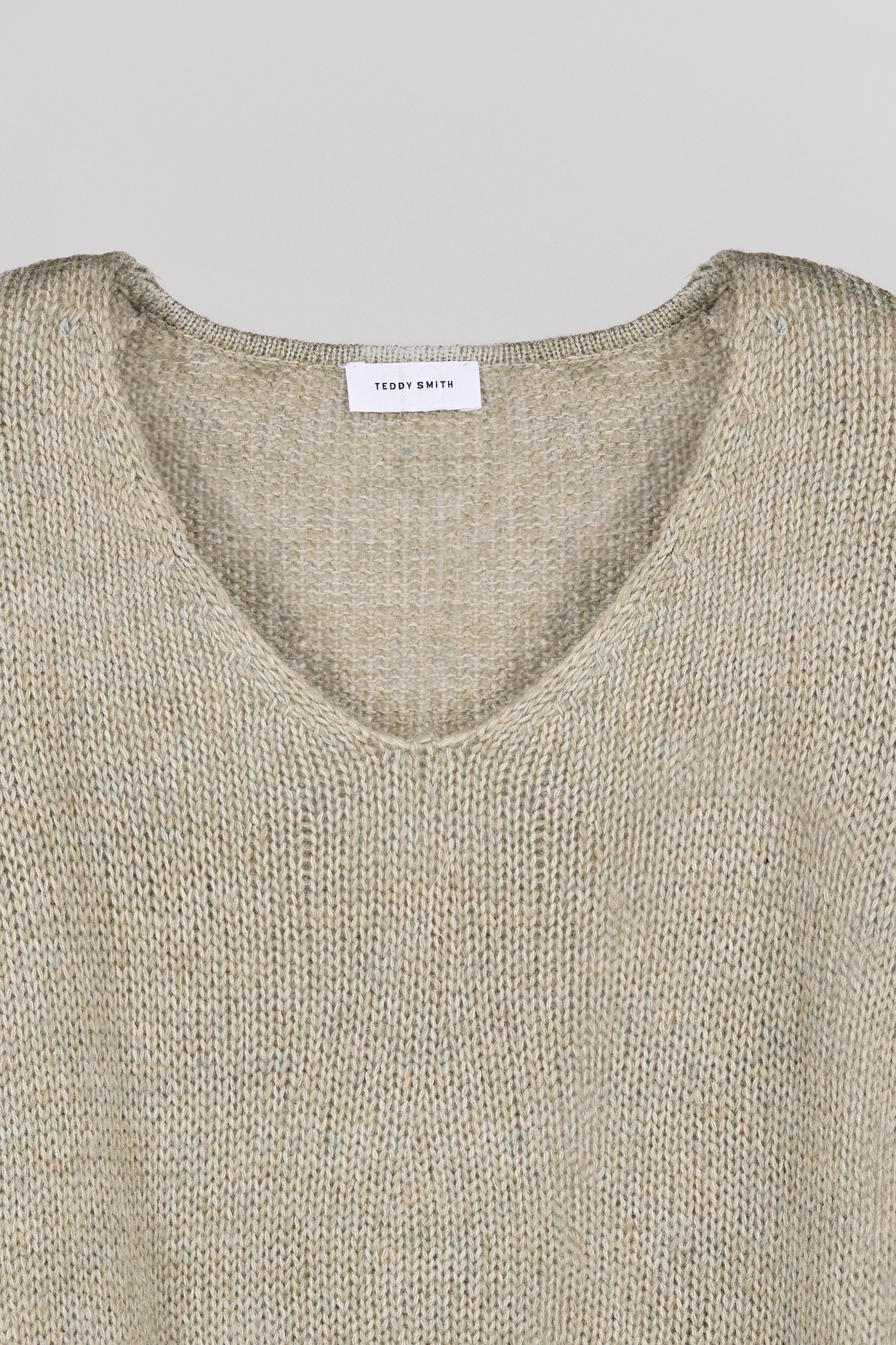 Teddy Smith P-Maggie Bleach Kaki pull femme col V laine