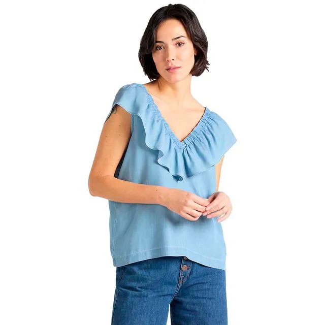 Lee Ruffle Tank débardeur femme XS bleu ciel fluide