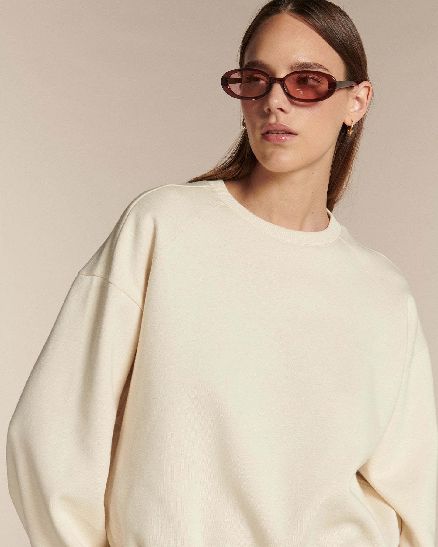 Labdip College sweat écume coupe boxy