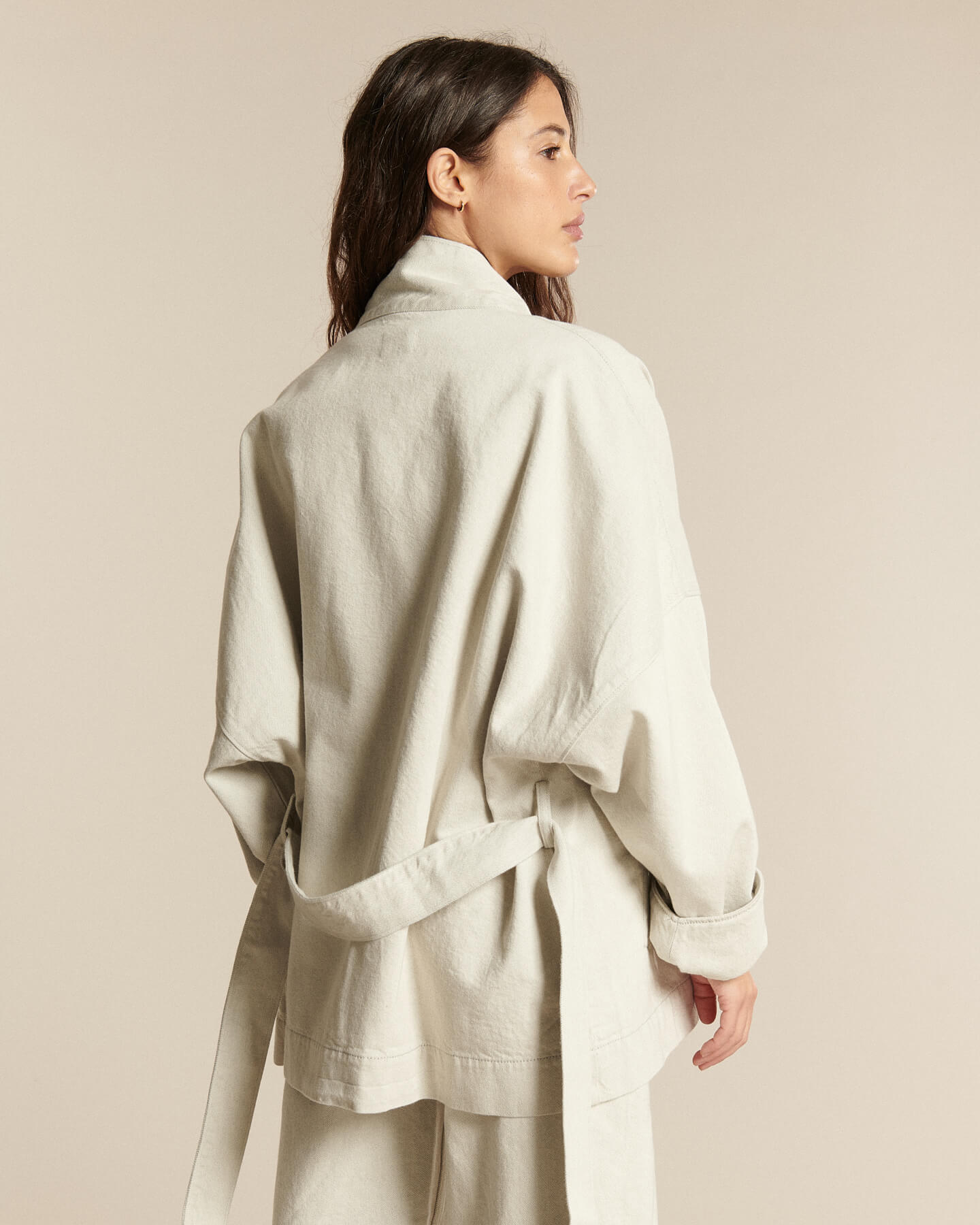 Labdip Bali veste en jean Undyed Granit kimono mi-longue