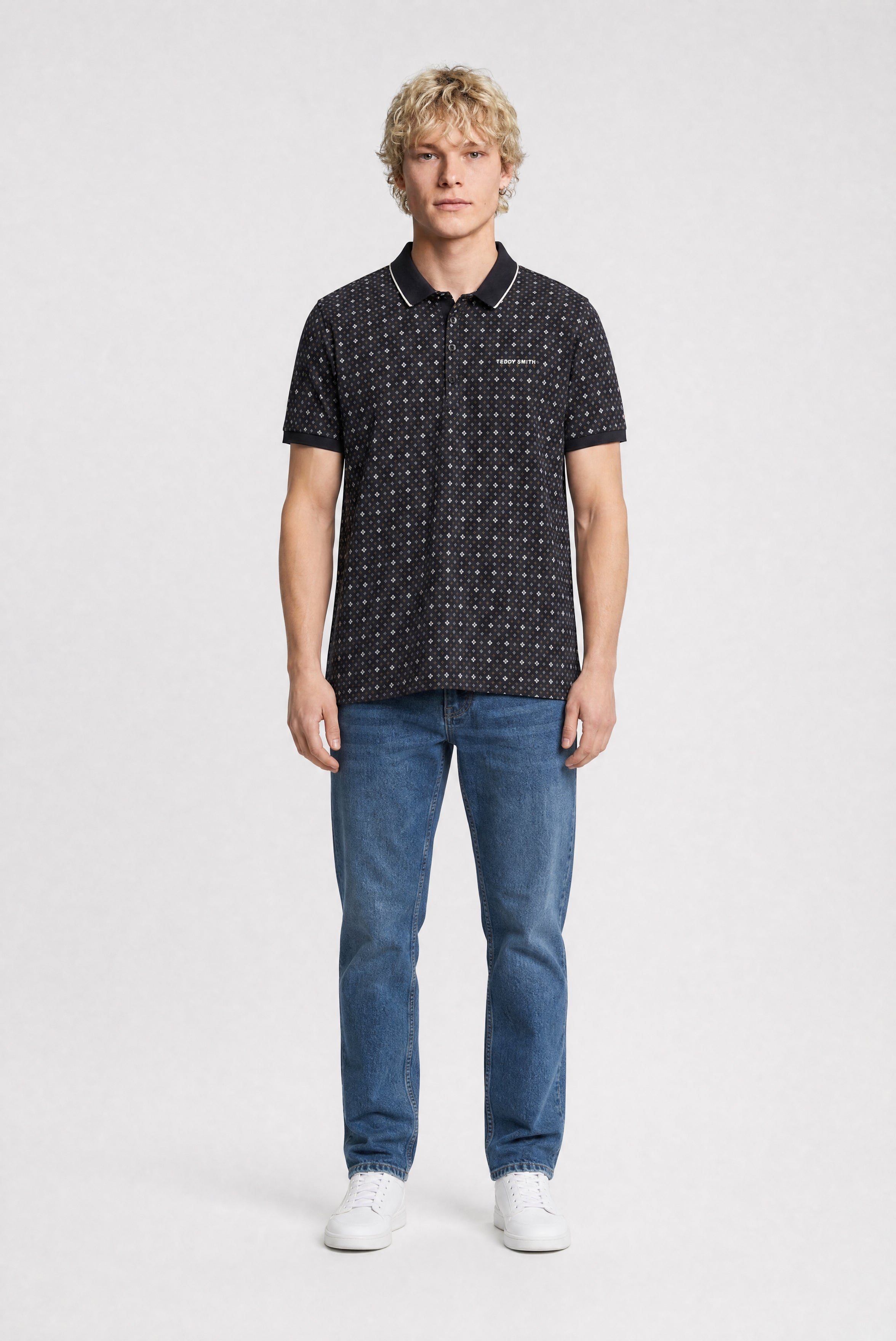 TEDDY SMITH PASY 2 polo homme dark navy micro-motif coton