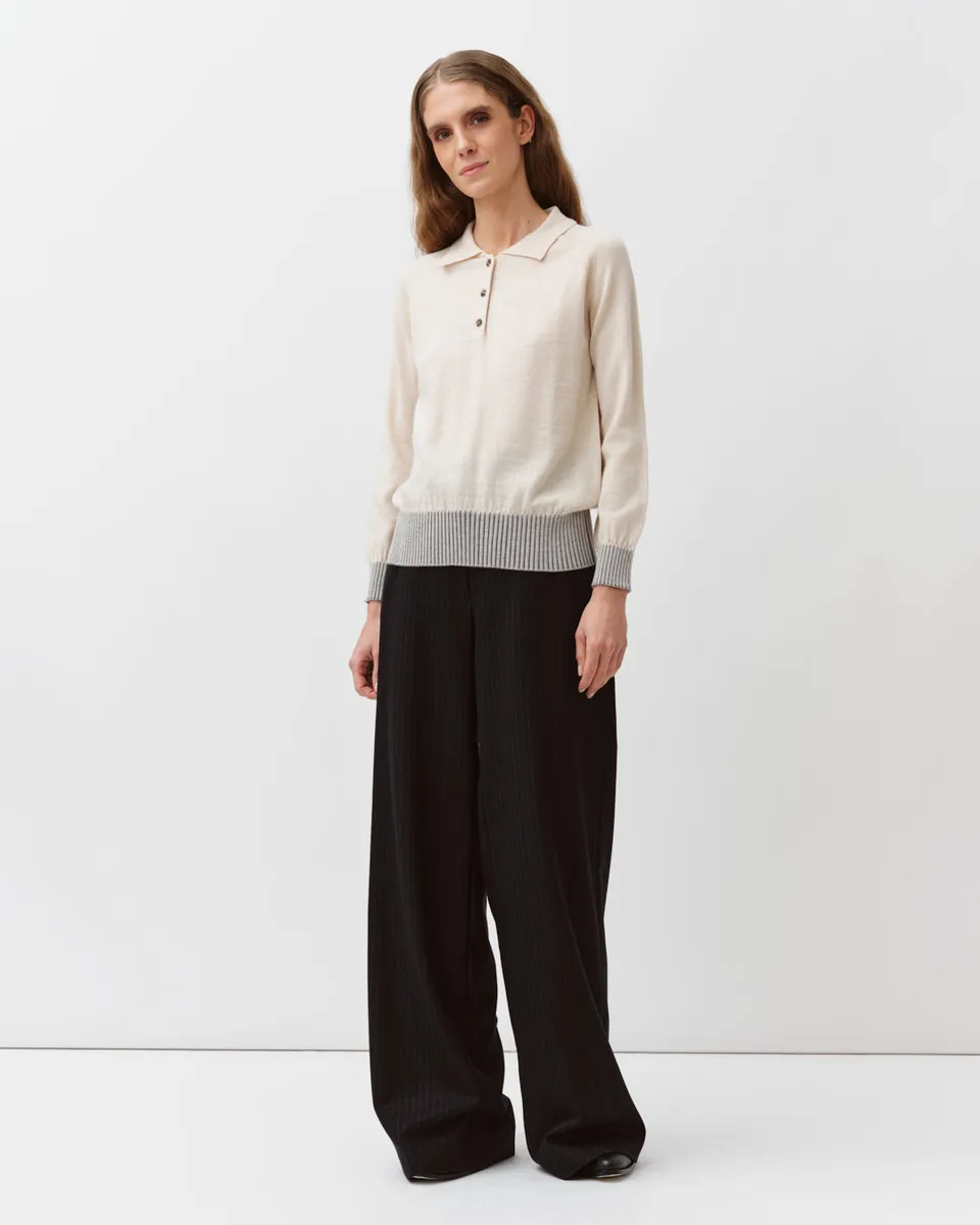 DIEGA PLEDO pull polo maille écru gris