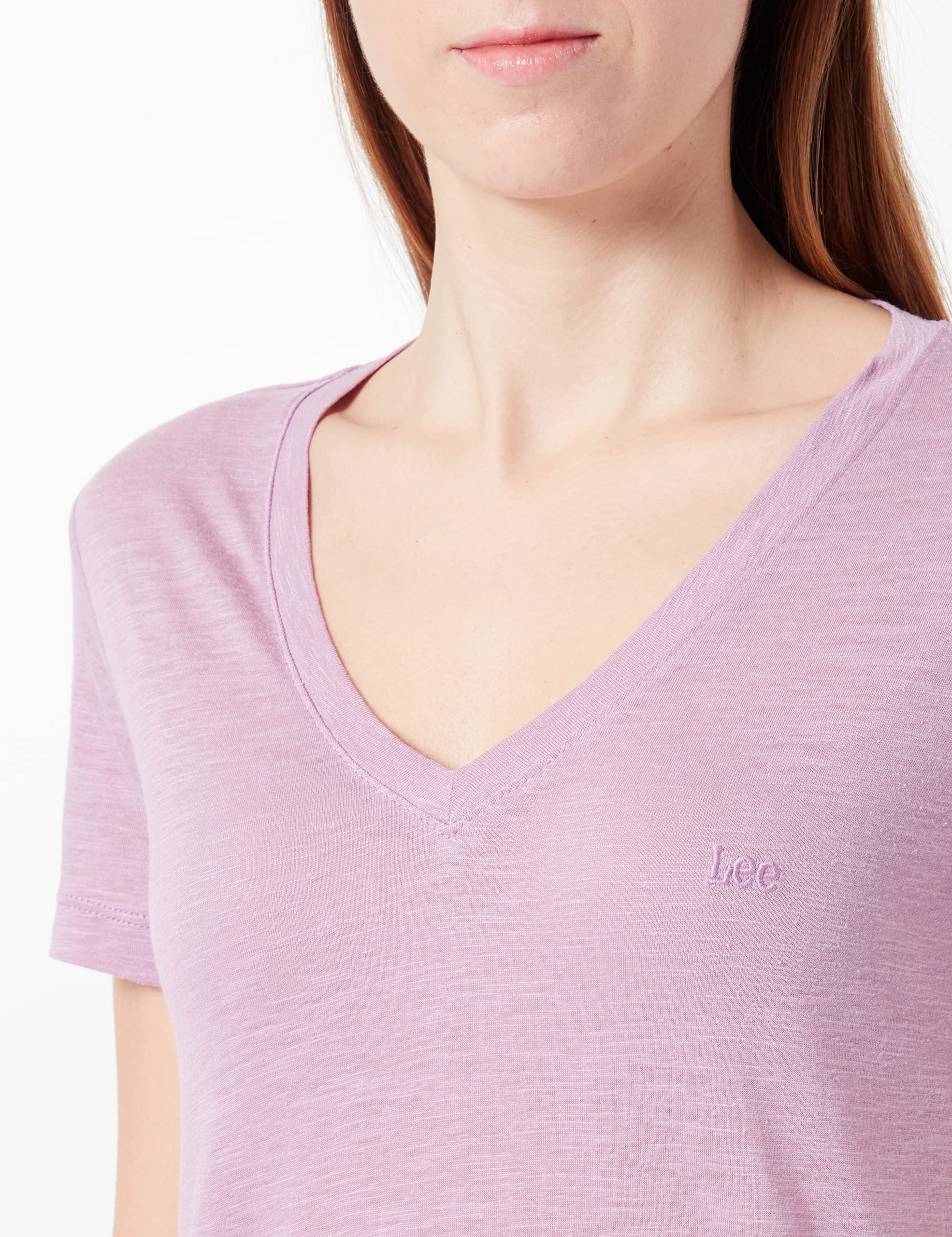 Lee T-shirt Col en V Femme lin lyocell coupe décontractée