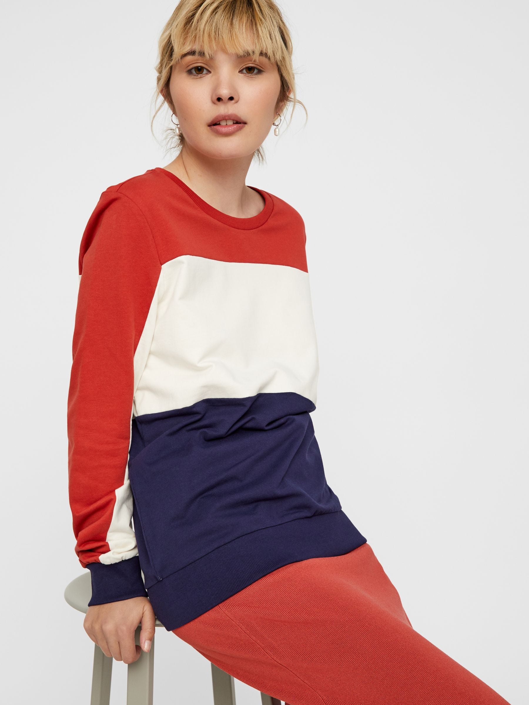 Noisy May sweat color-block coupe loose coton 63 cm