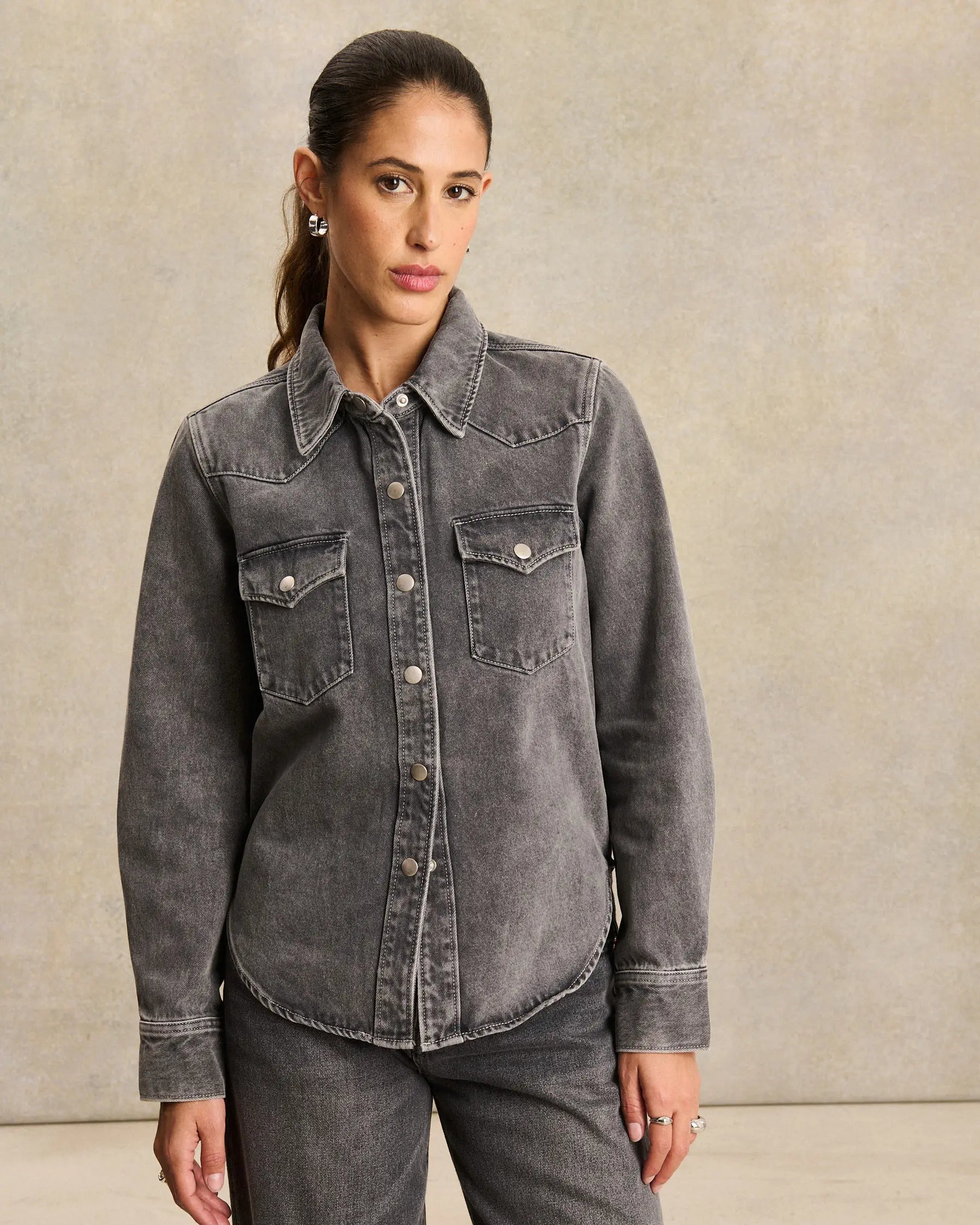Labdip Dalia Denim Light Grey chemise gris clair ajustée