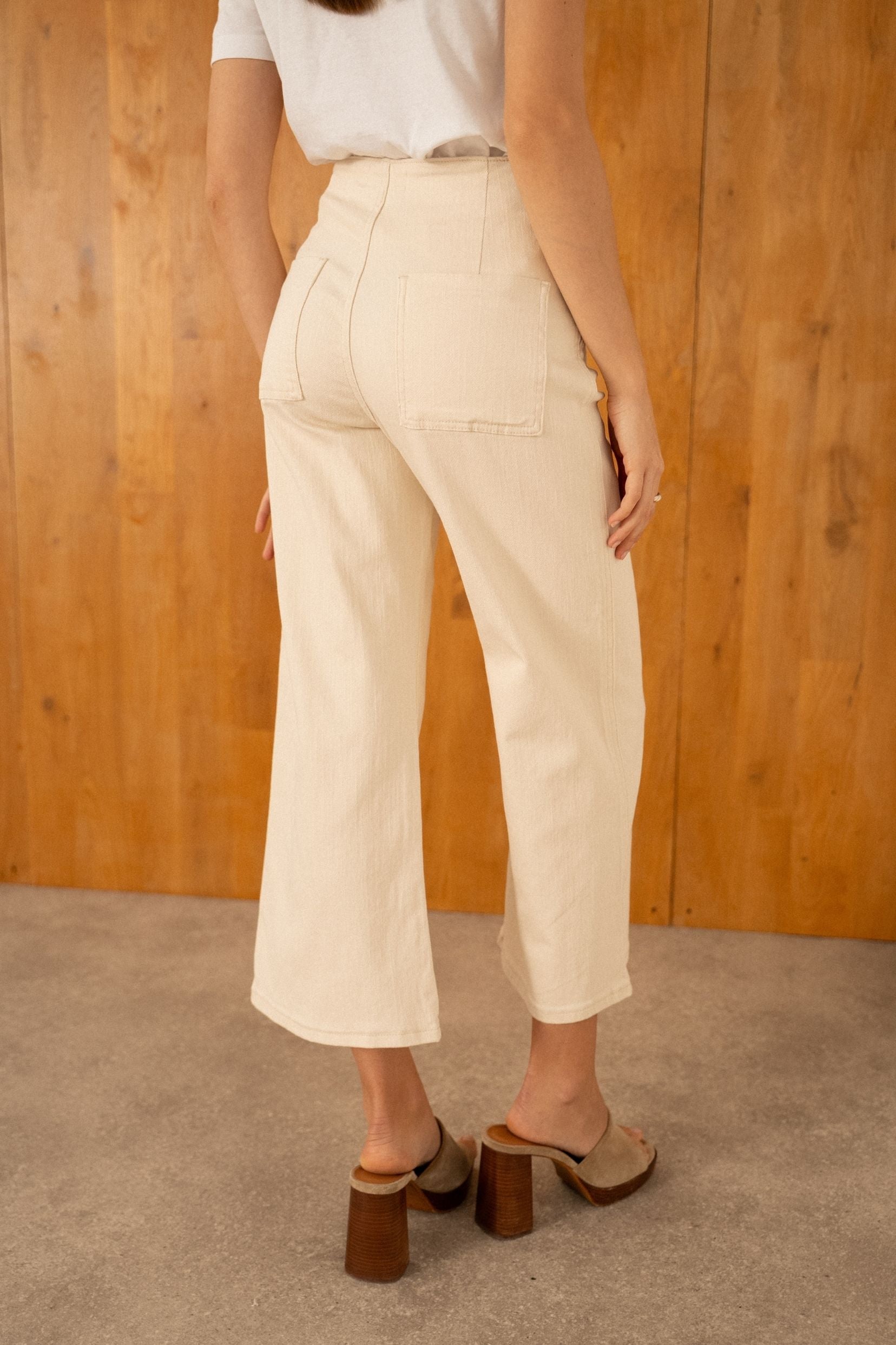Maison Onado Lorine jean wide beige taille haute