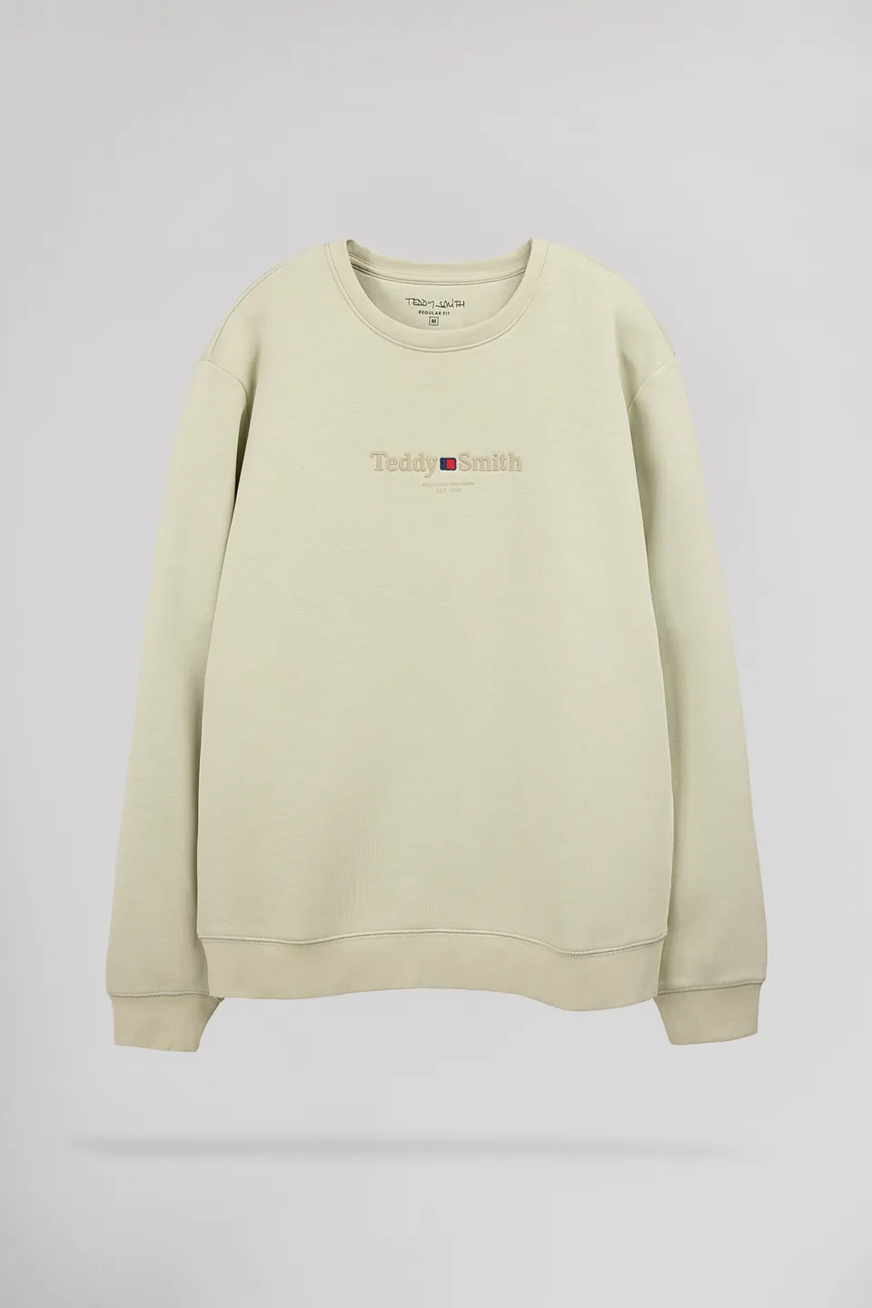 TEDDY SMITH S-JIM sweat homme vert sauge col rond coton