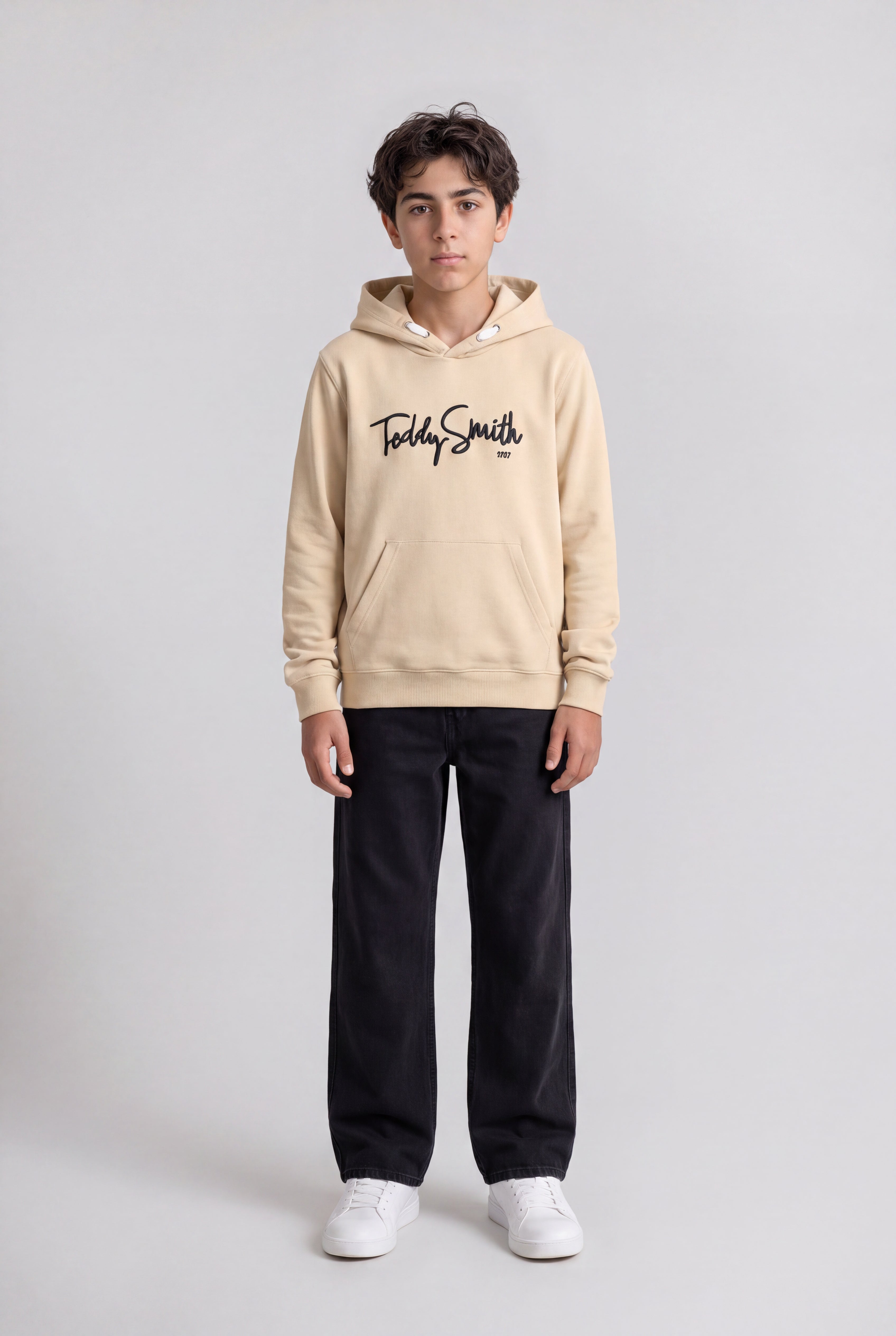 Teddy Smith S-Evry Hoody JR sweat beige clair coton