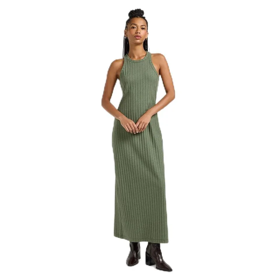 Lee Rib Tank Dress robe slim olive chiné coton