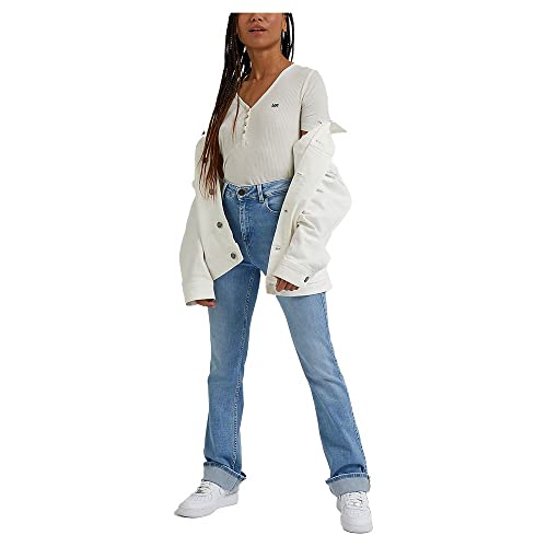 Lee Henley T-Shirt Femme Écru Coupe Slim Taille M
