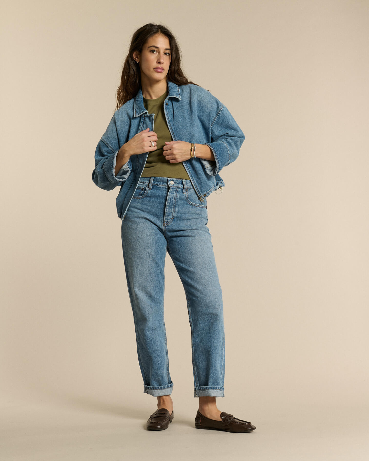 Labdip Baker veste en jean Stone Fade bomber courte