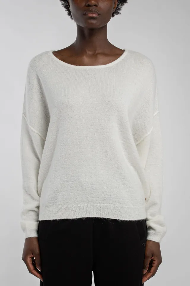Teddy Smith P-Petille Middle White pull mohair col bateau