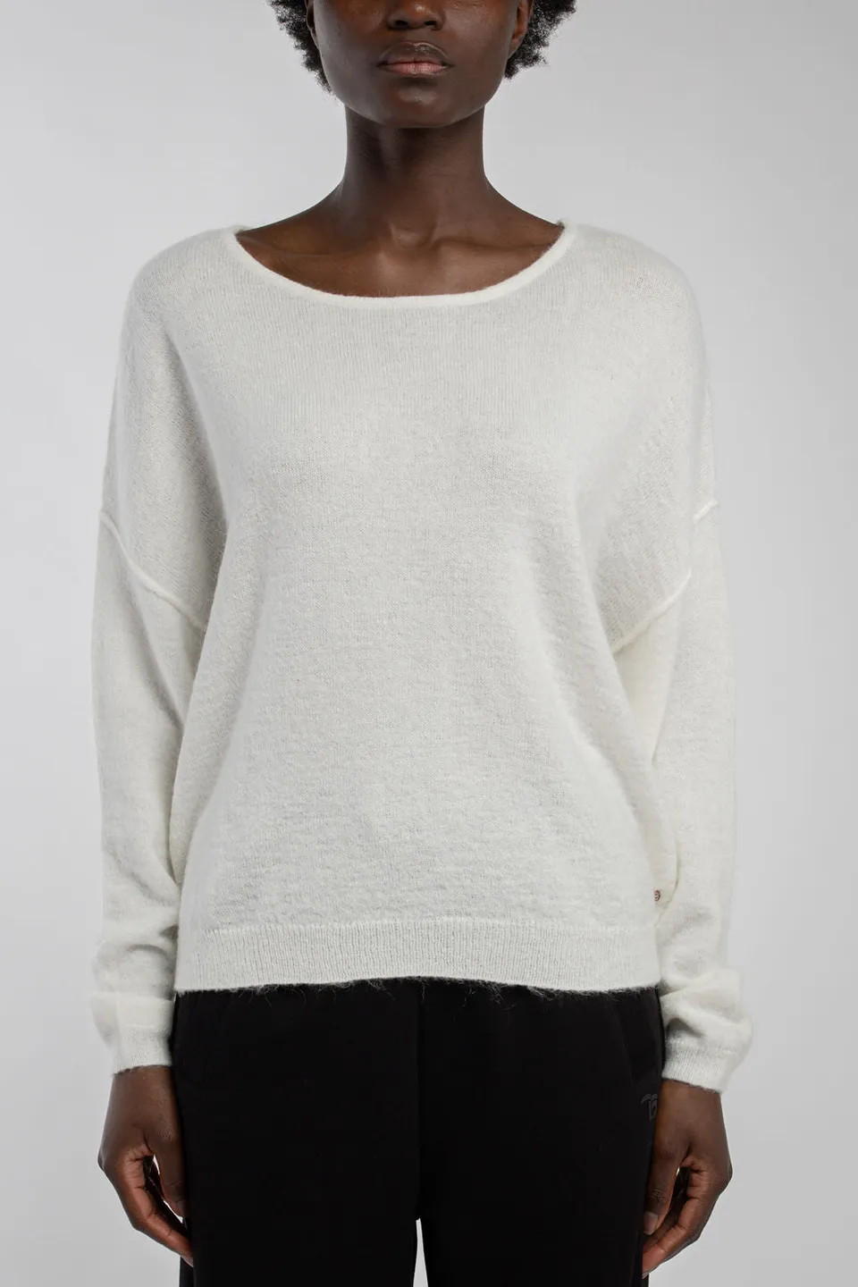 Teddy Smith P-Petille Middle White pull mohair col bateau