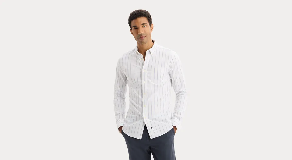 Dockers Oxford 2 Button Collar chemise homme slim bleu vista