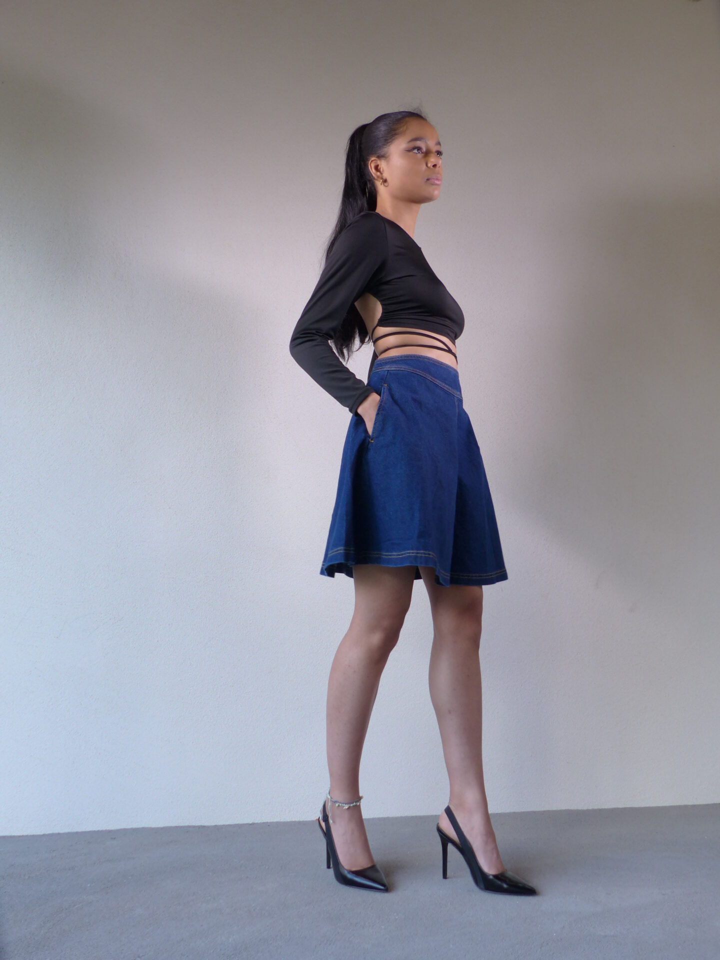 AA Spontané Sixtine jupe en jean bleu taille haute