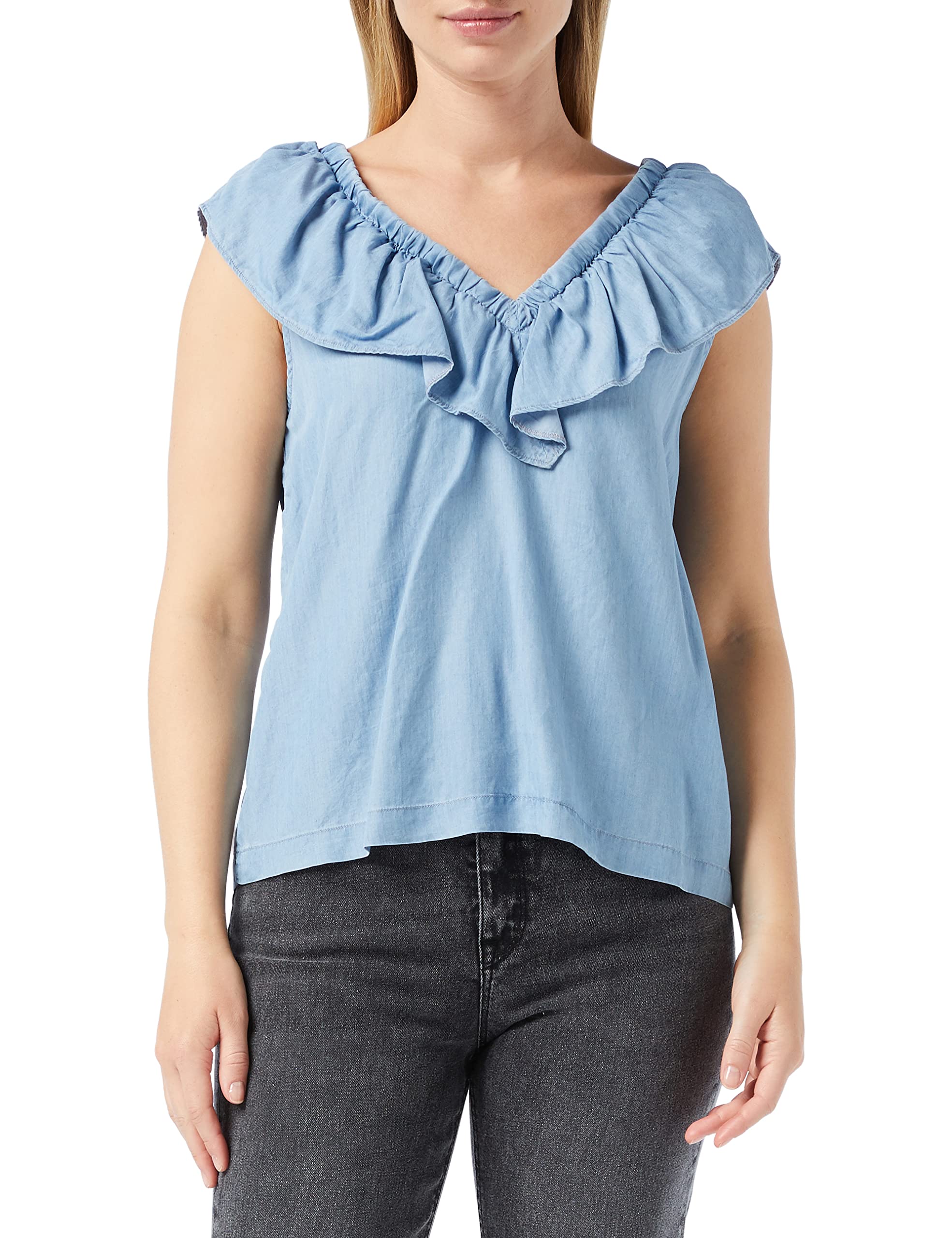 Lee Ruffle Tank débardeur femme XS bleu ciel fluide