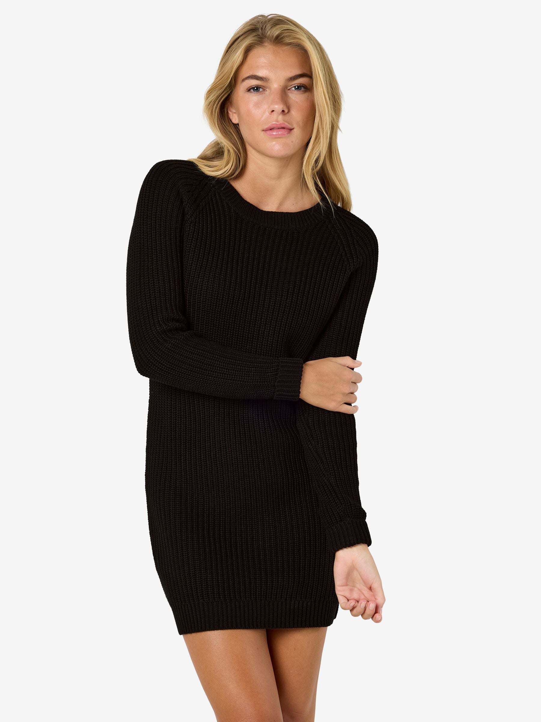 Noisy May robe pull maille épaisse col rond fentes
