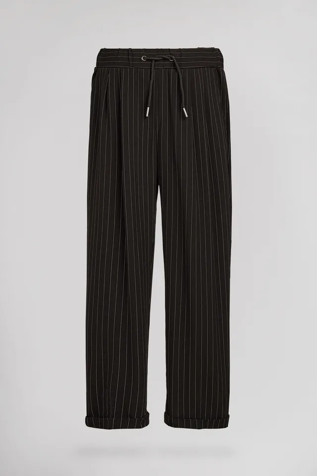 Teddy Smith Rayé JR Pantalon Fille Noir À Rayures
