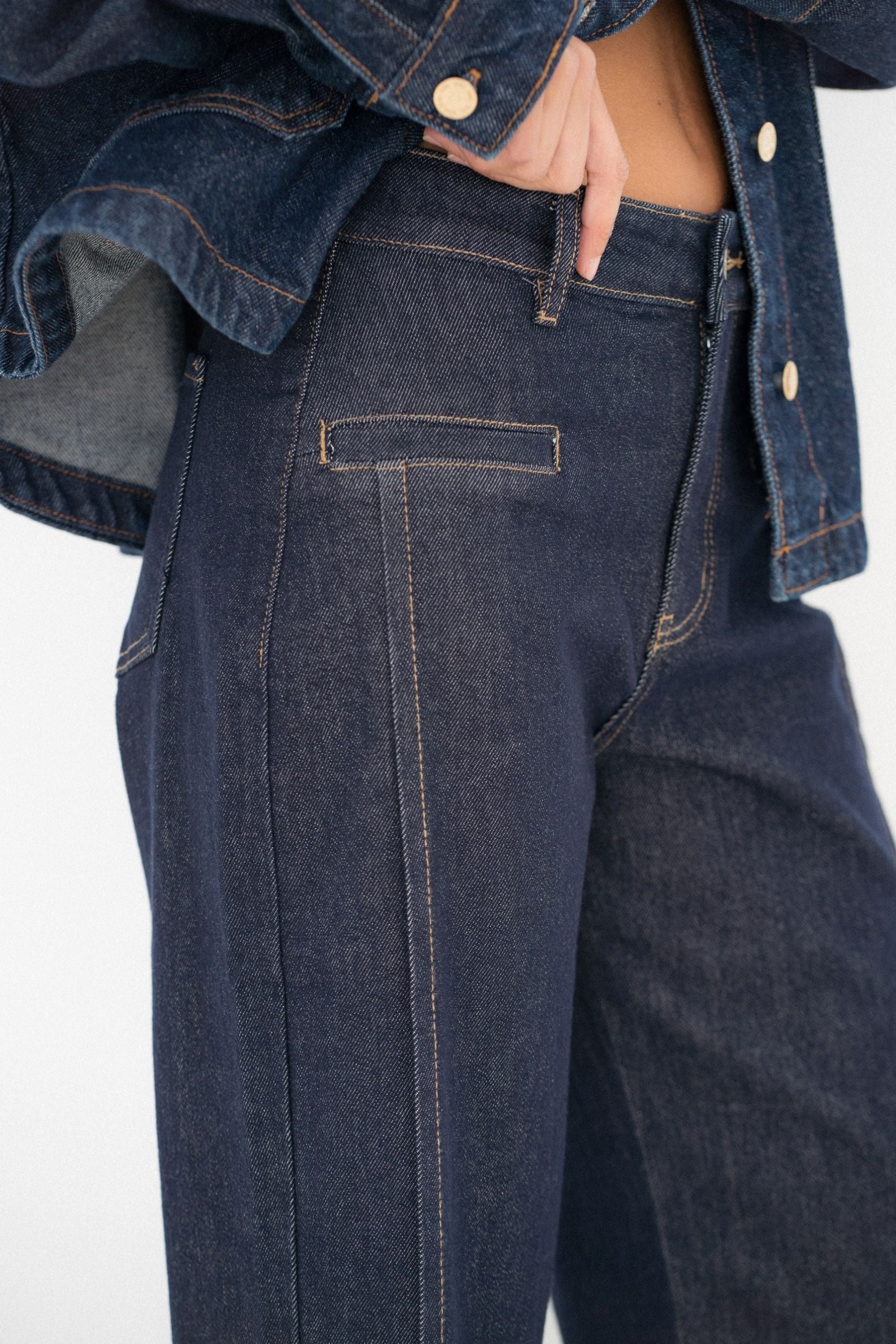 Maison Onado Love jean wide bleu brut revers