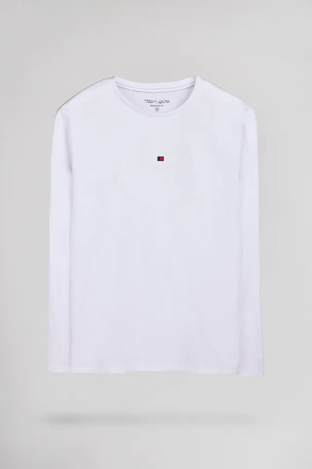 Teddy Smith T-Jim ML t-shirt blanc manches longues coton