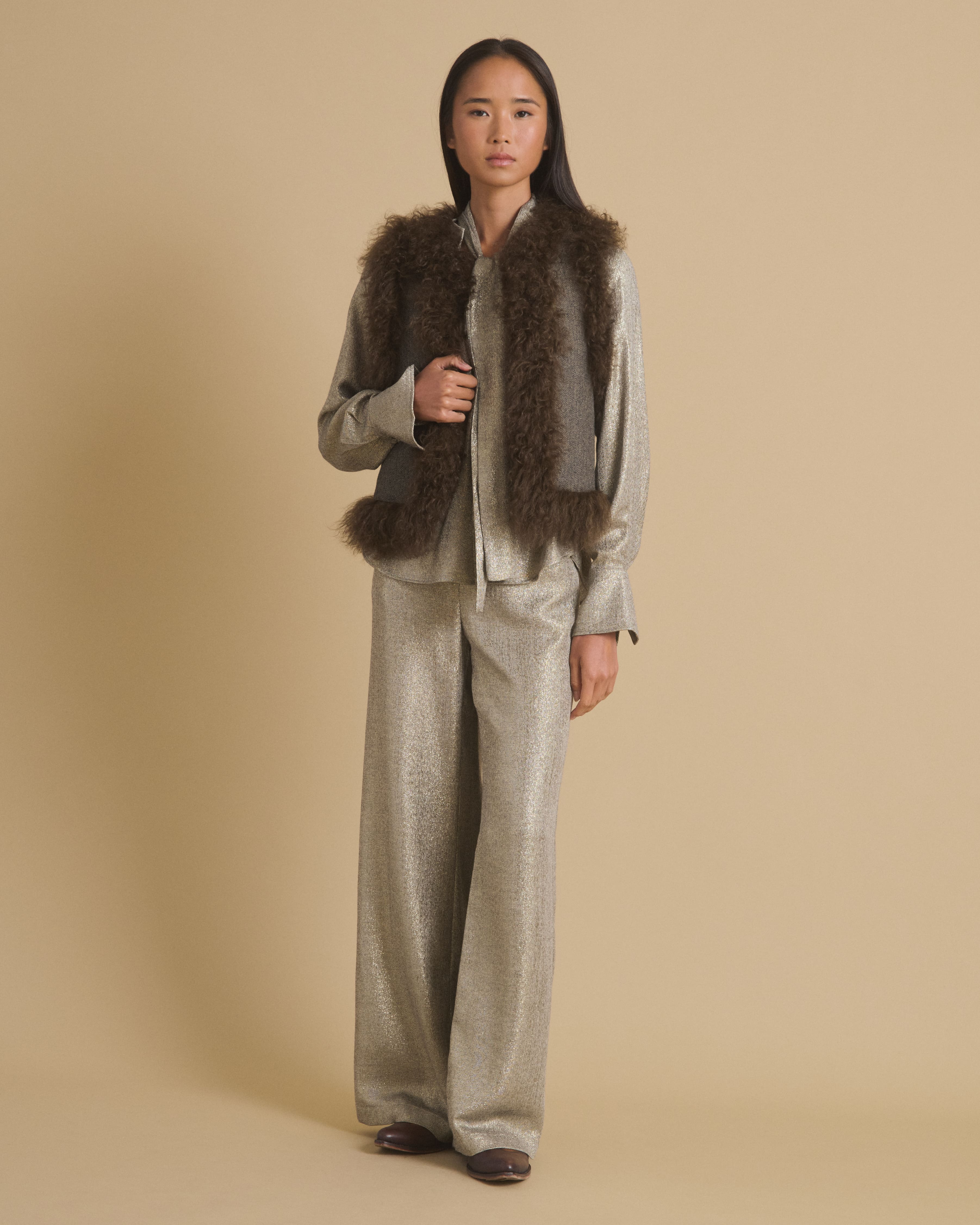 DIEGA GIVRO gilet réversible fourrure fog