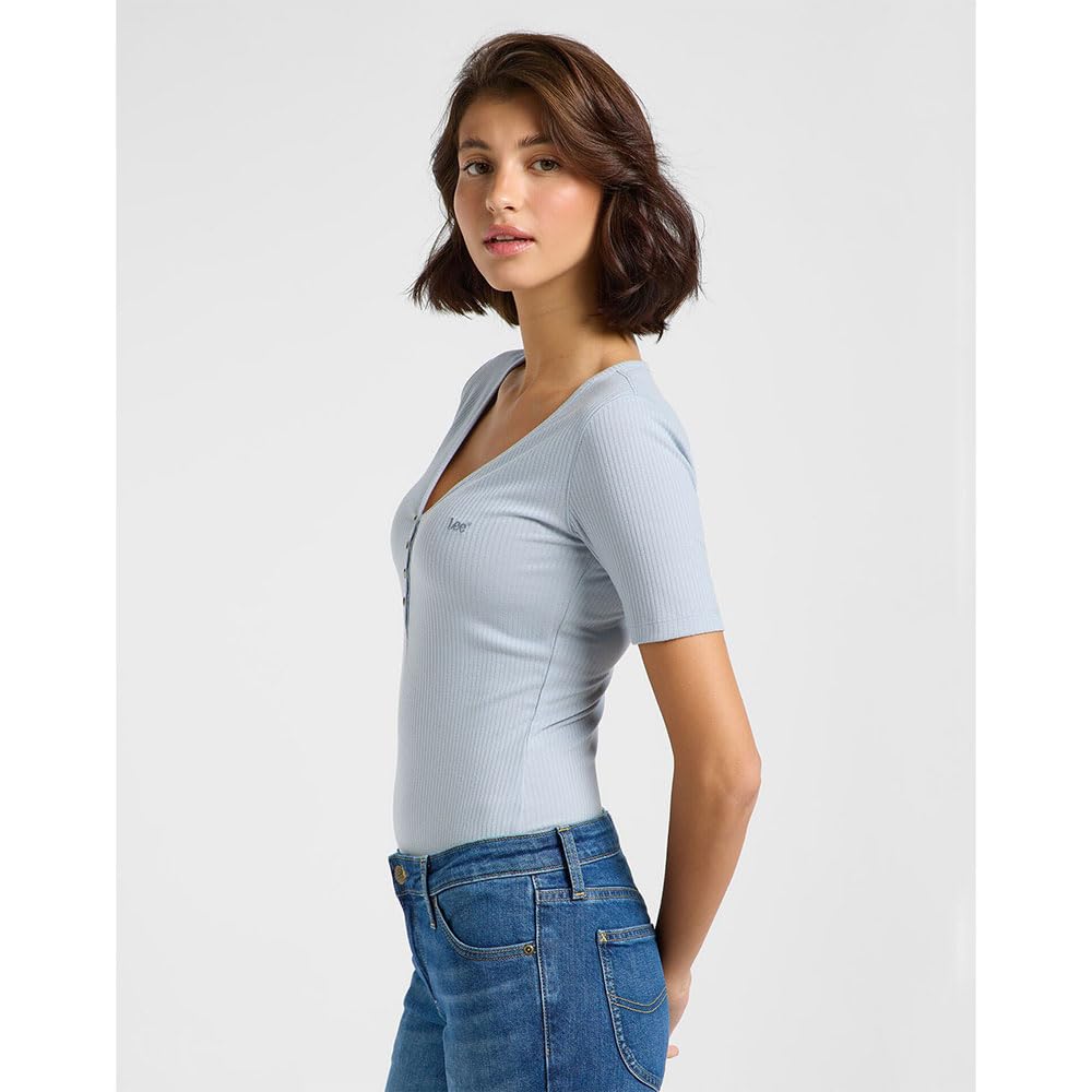 Lee SS Henley tee-shirt femme litchi viscose coupe slim