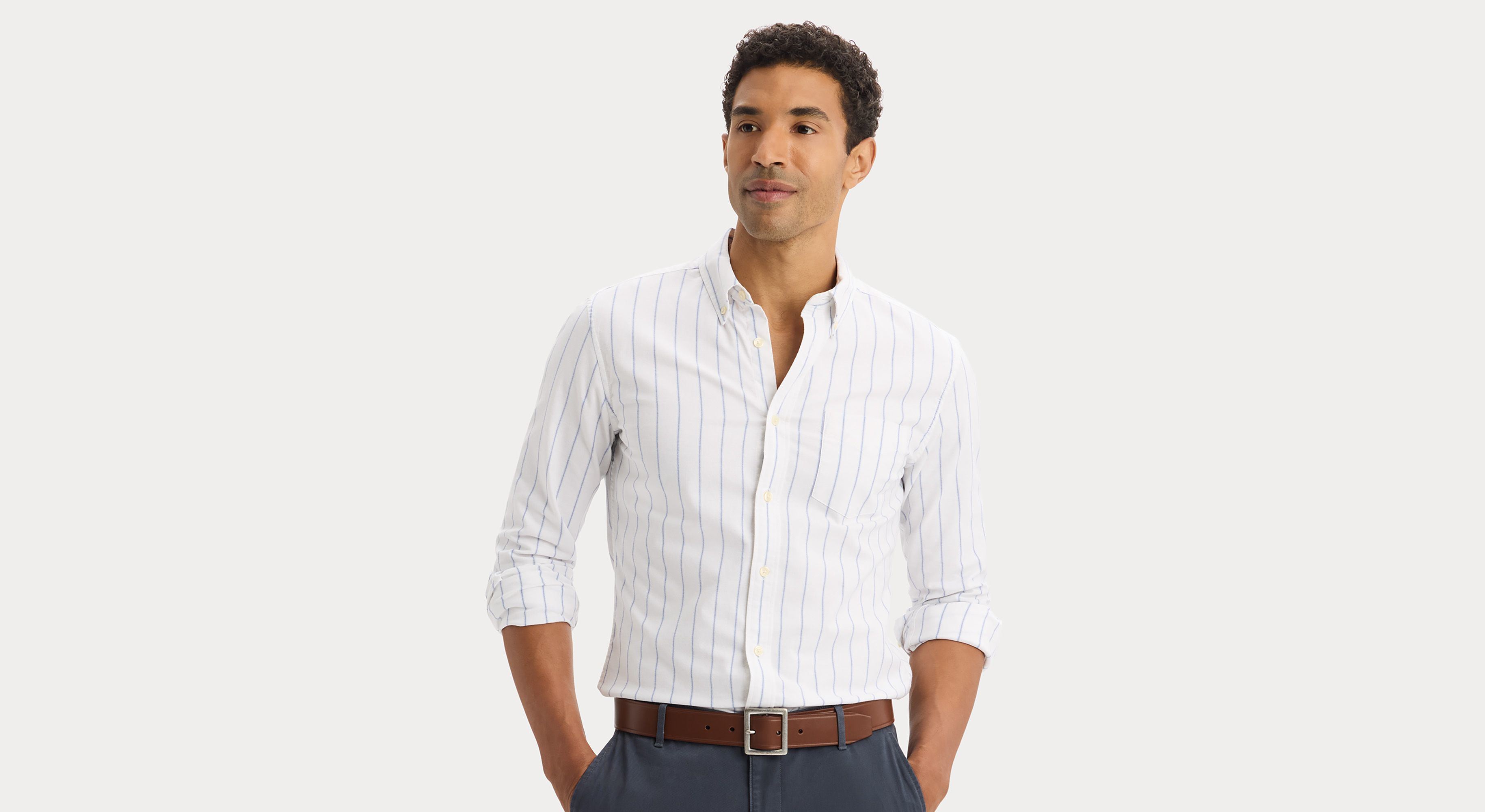 Dockers Oxford 2 Button Collar chemise homme slim bleu vista