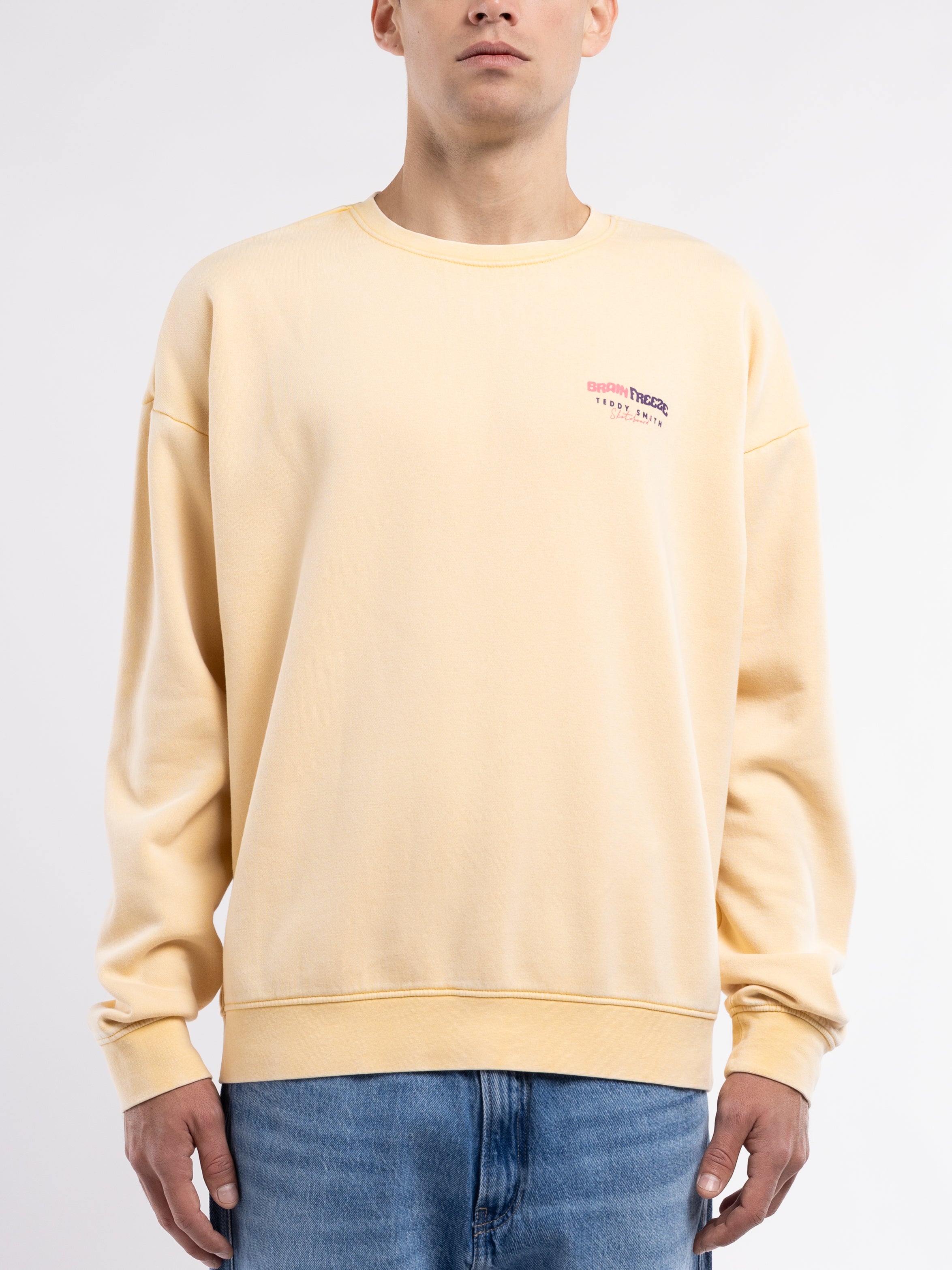 Teddy Smith S-Doriano RC sweat homme jaune paille molleton
