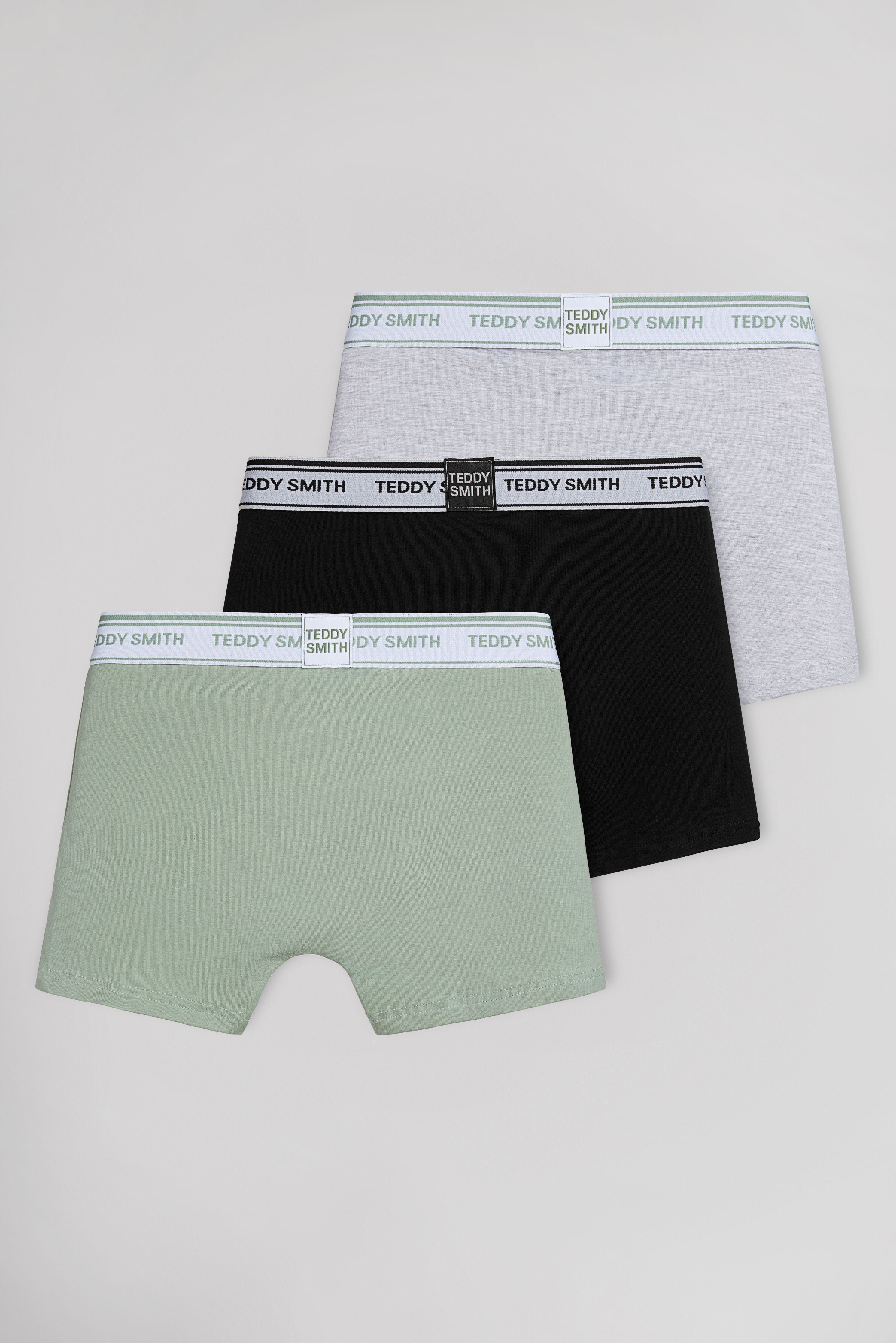 Teddy Smith boxer homme lot 3 noir vert gris coton