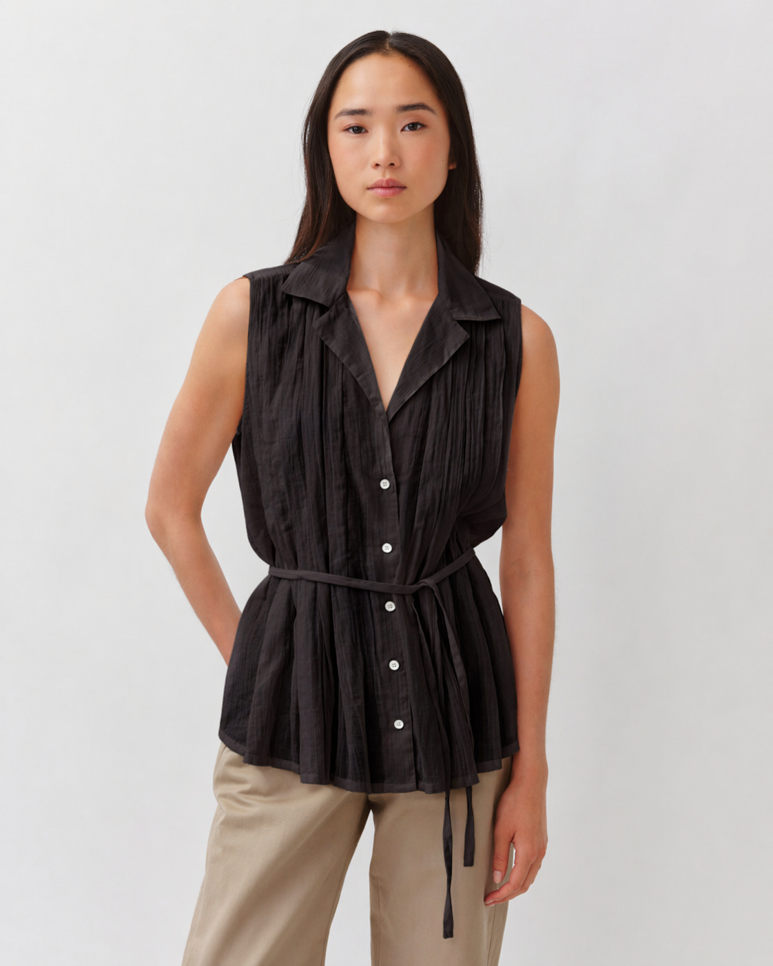 DIEGA CHELIO chemise chocolat voile coton