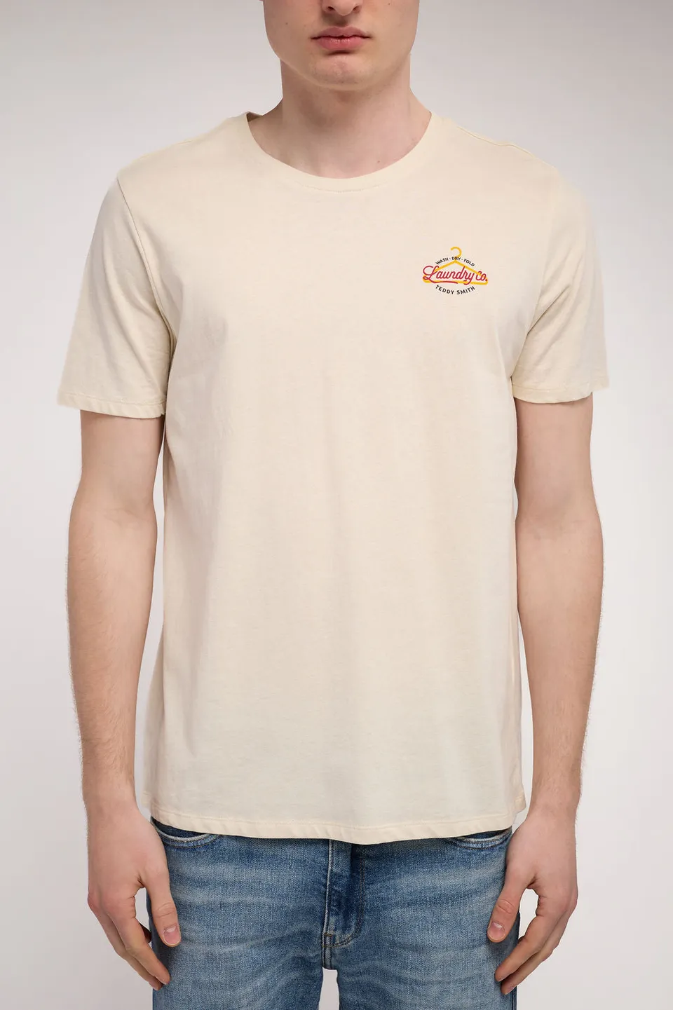 Teddy Smith T-Laundry T-shirt col rond crème