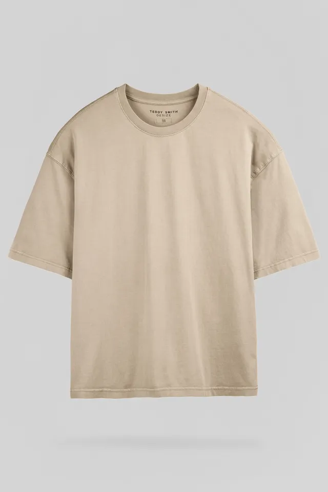 Teddy Smith T-Essential T-Shirt Beige Lin Oversize Coton