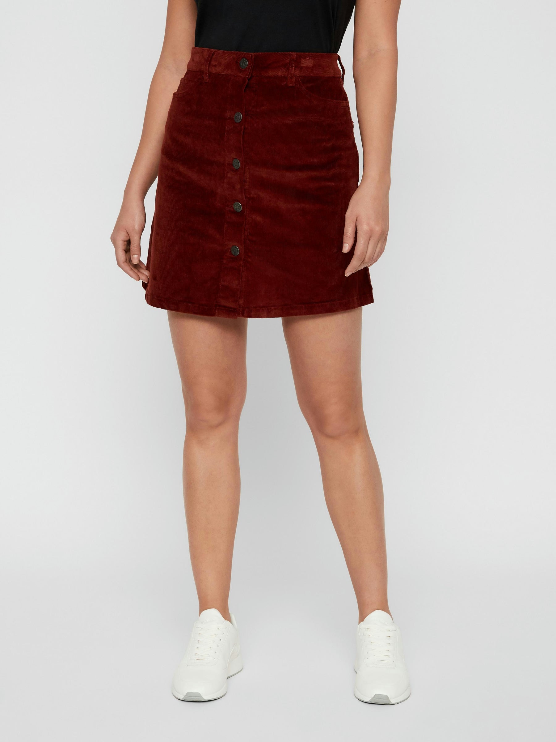 Noisy May jupe velours trapèze boutonnée coton stretch