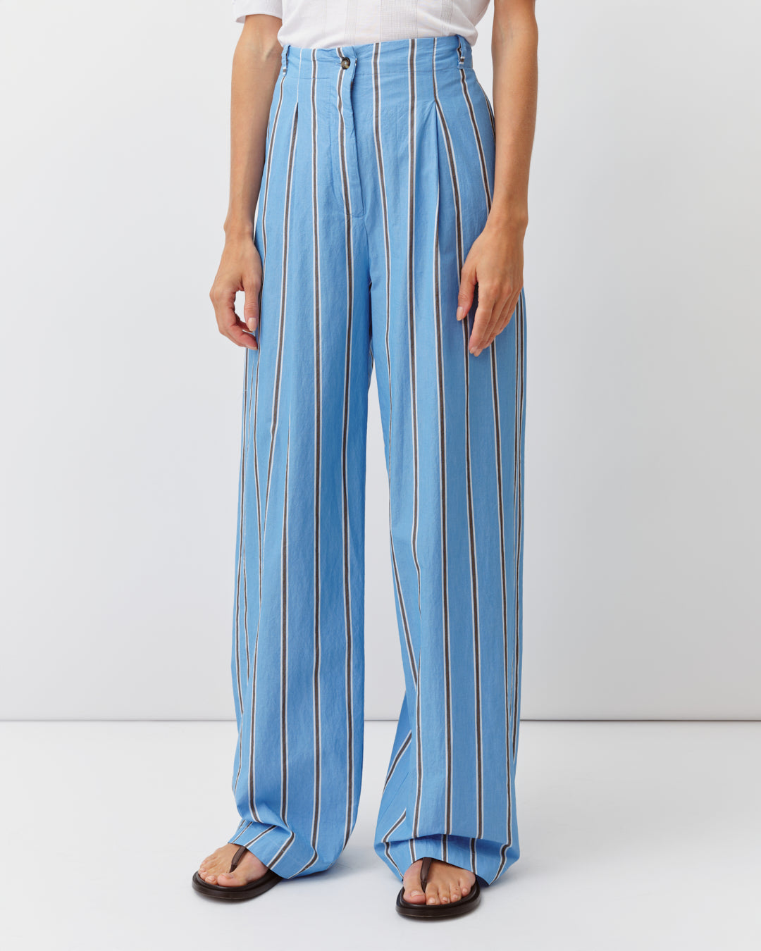 Diega Pirano pantalon bleu chocolat 7/8