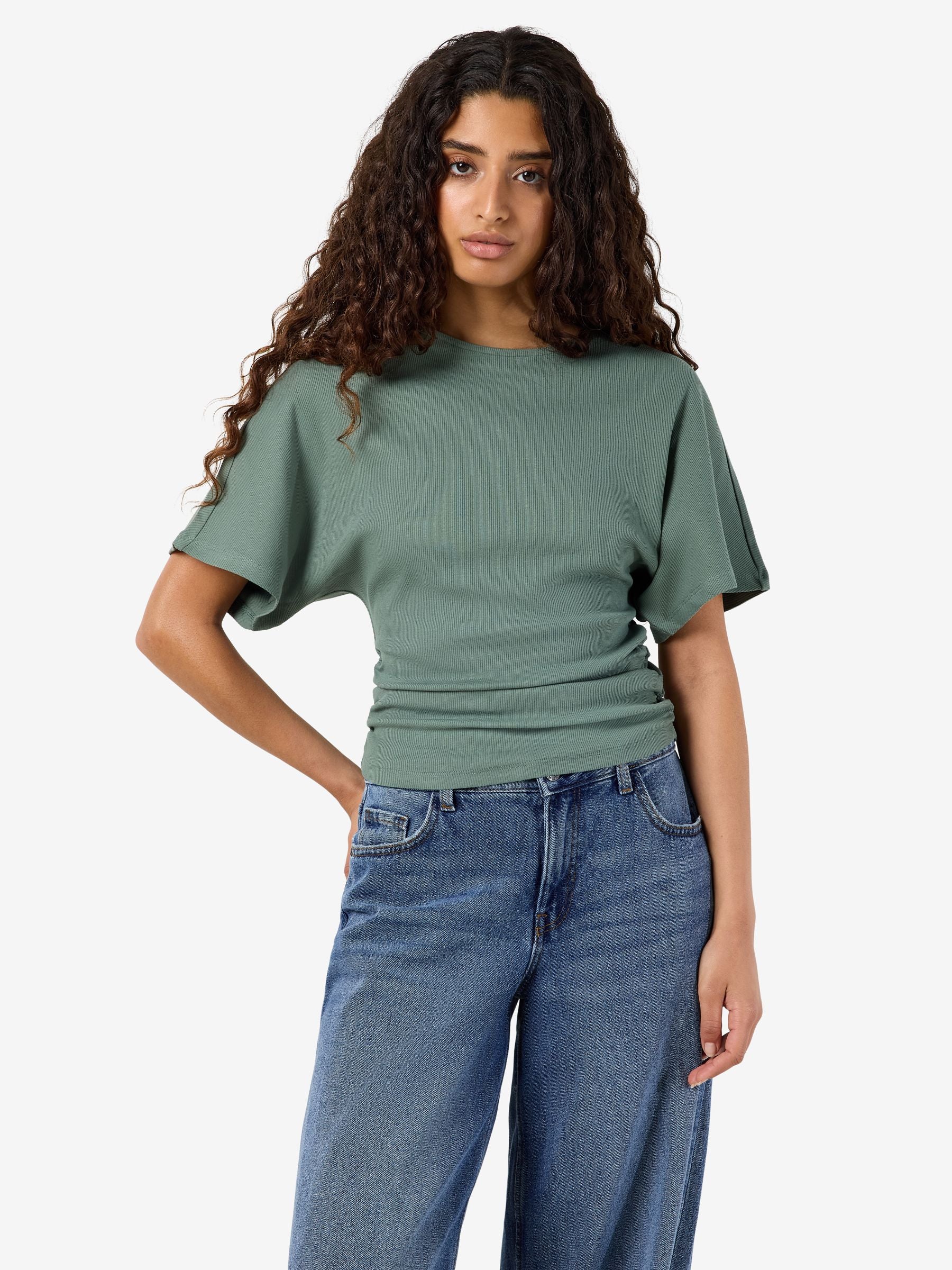 Noisy May Abbi t-shirt coton bio froncé