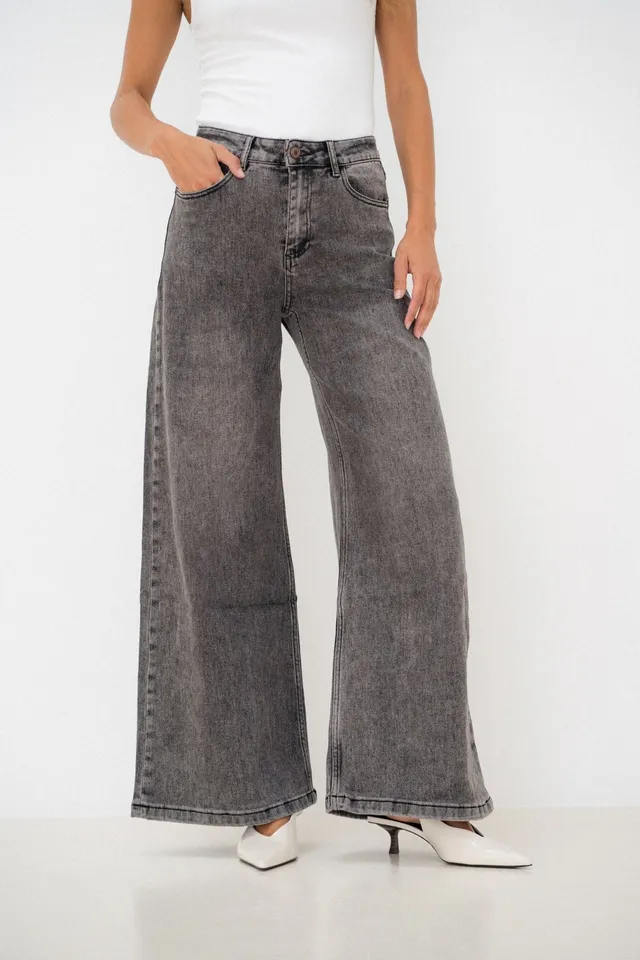 Maison Onado Louloute jean wide leg gris délavé taille haute